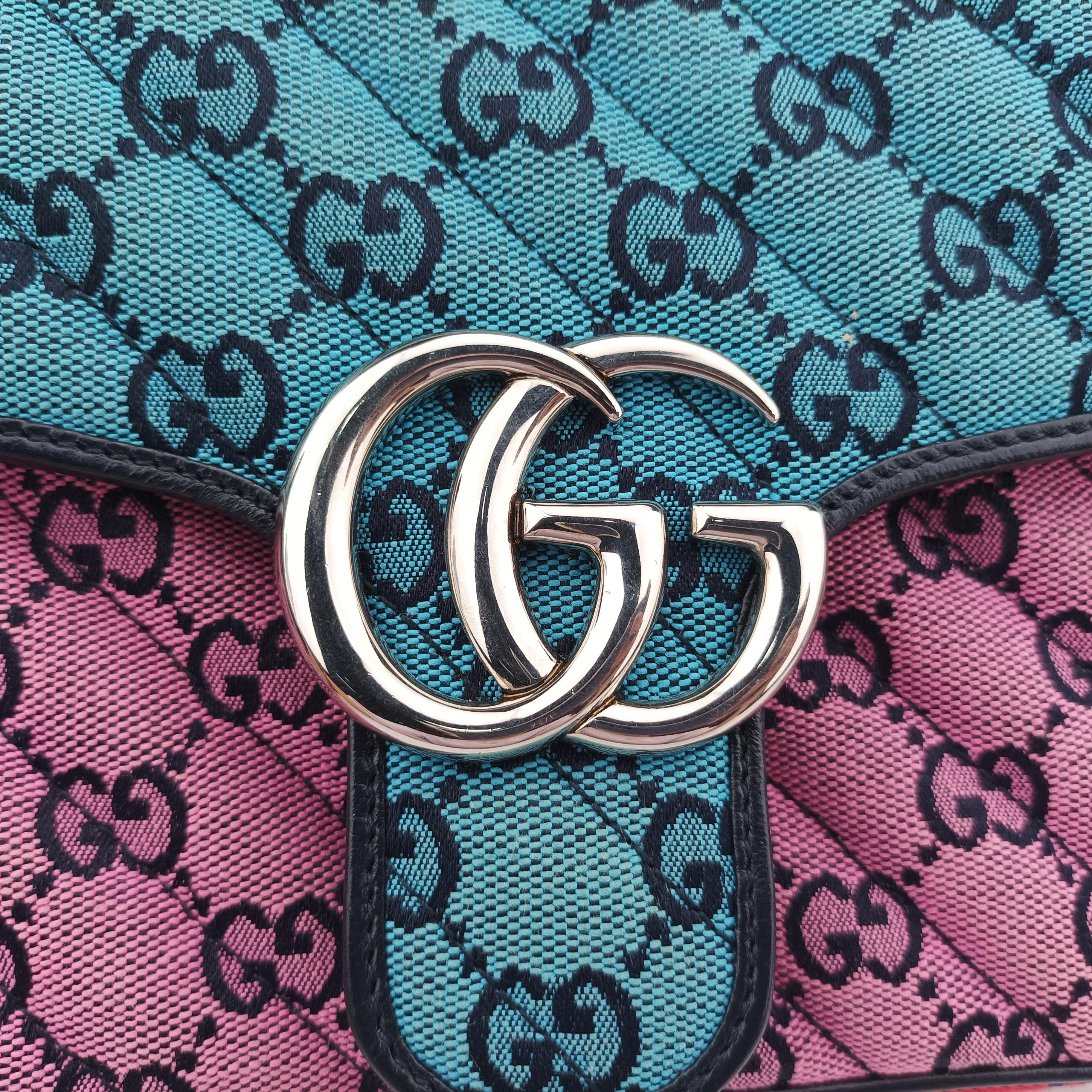 Vintage Gucci GG Marmont blue×red×pink Canvas 443497 shoulderbag | stylenewstar