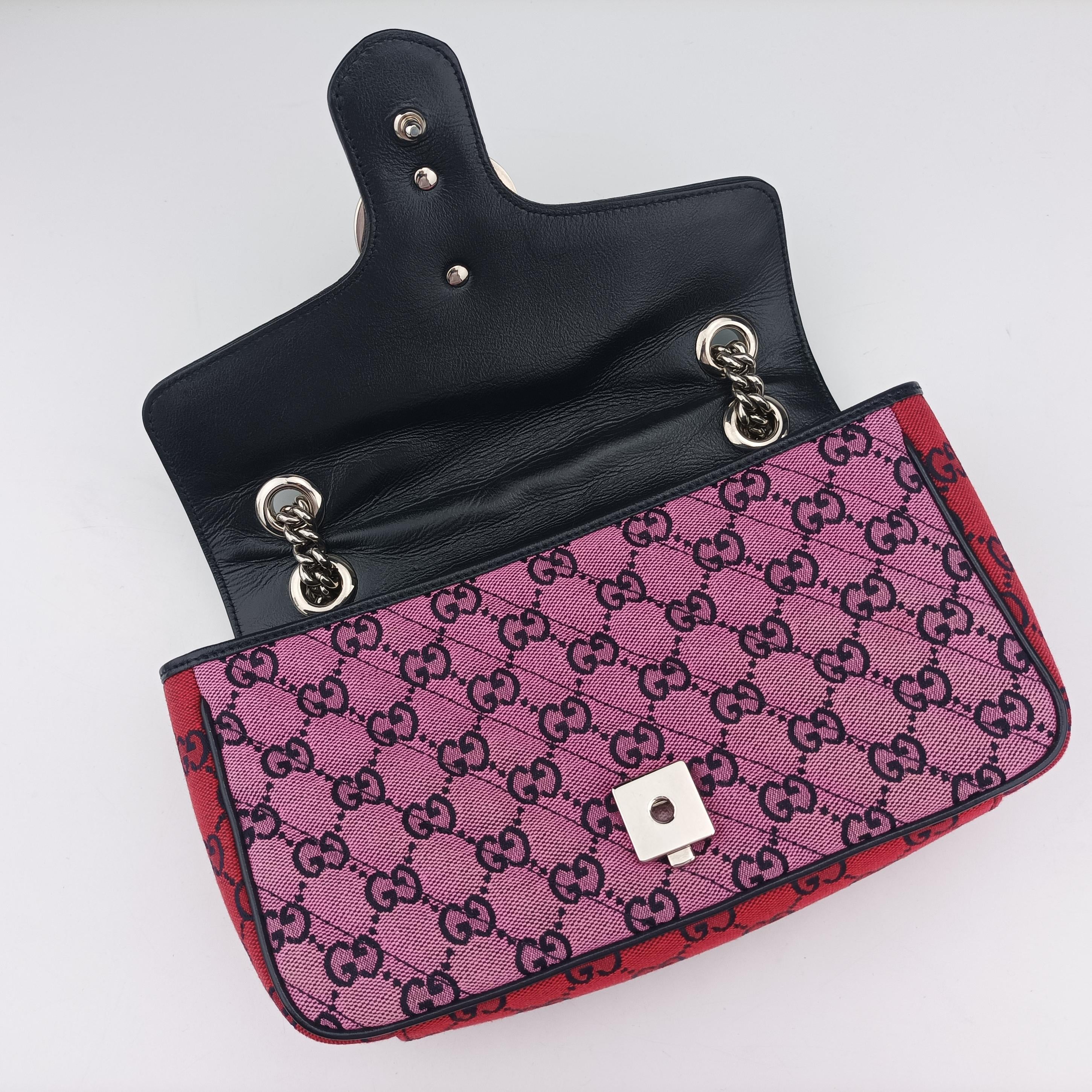 Vintage Gucci GG Marmont blue×red×pink Canvas 443497 shoulderbag | stylenewstar