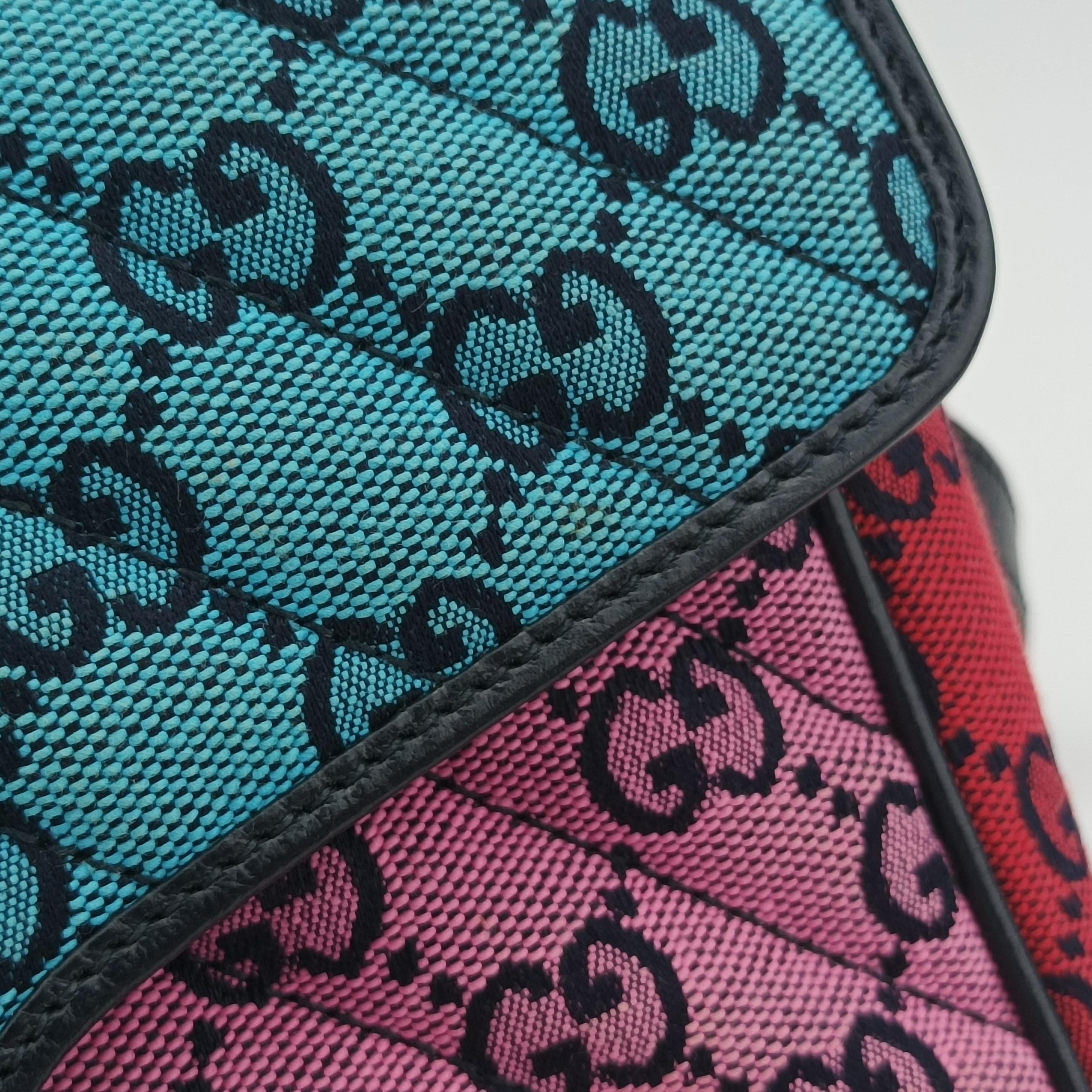 Vintage Gucci GG Marmont blue×red×pink Canvas 443497 shoulderbag | stylenewstar