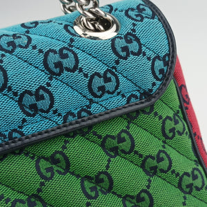 Vintage Gucci GG Marmont blue×red×pink Canvas 443497 shoulderbag | stylenewstar