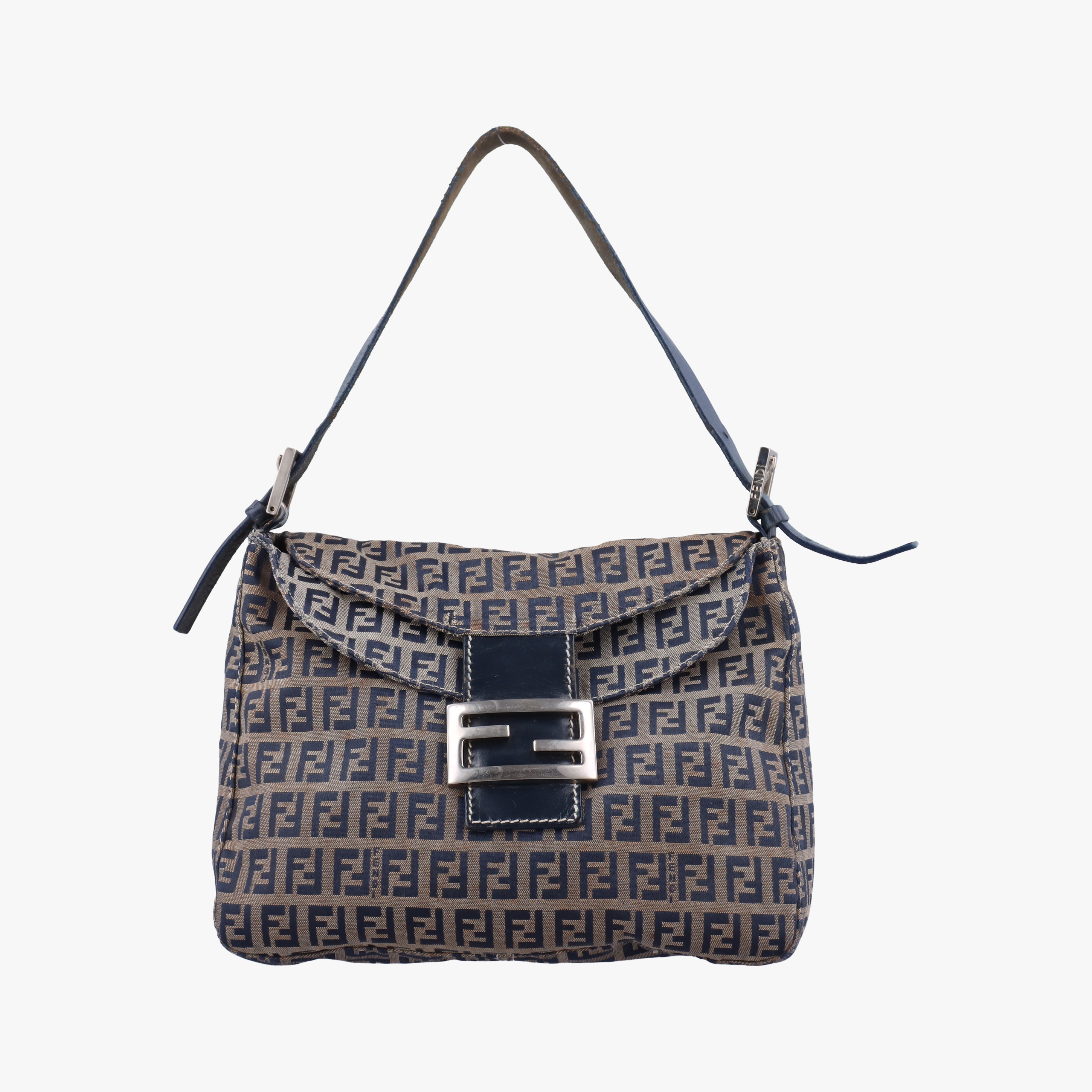 Pre-owned Fendi Baguette Brown×blue×Black fabric 26426 shoulderbag | stylenewstar