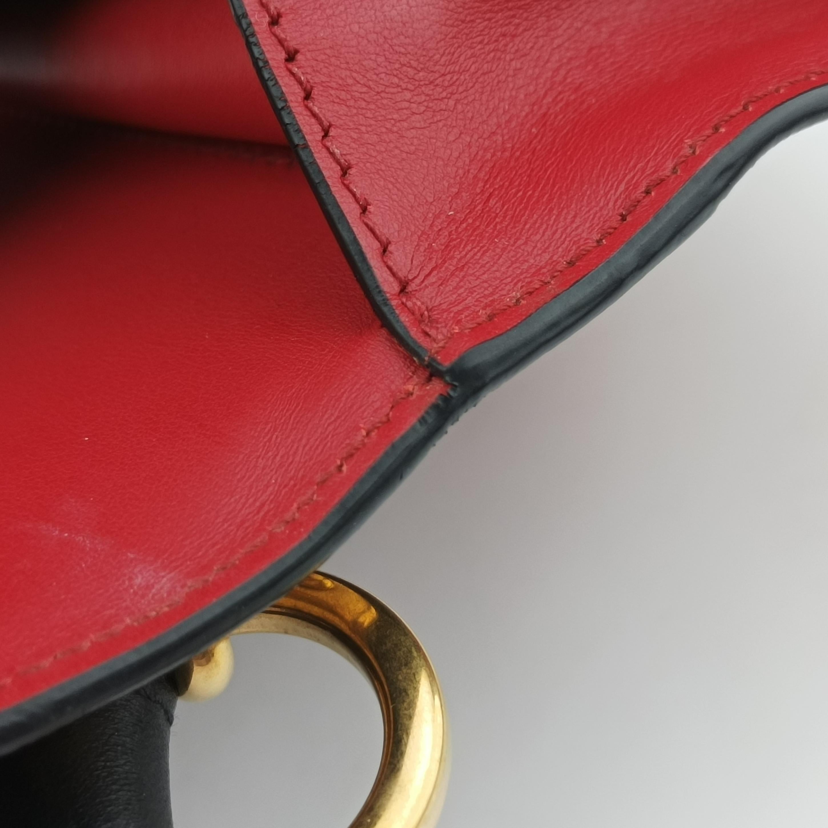 Pre-owned Prada Cahier Red x Black Leather 1BD045 shoulderbag | stylenewstar