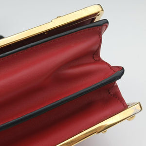 Pre-owned Prada Cahier Red x Black Leather 1BD045 shoulderbag | stylenewstar