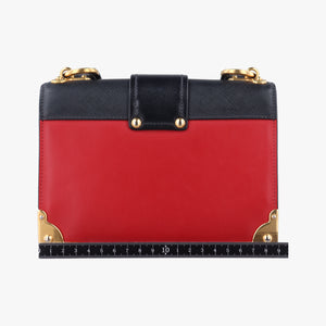 Pre-owned Prada Cahier Red x Black Leather 1BD045 shoulderbag | stylenewstar