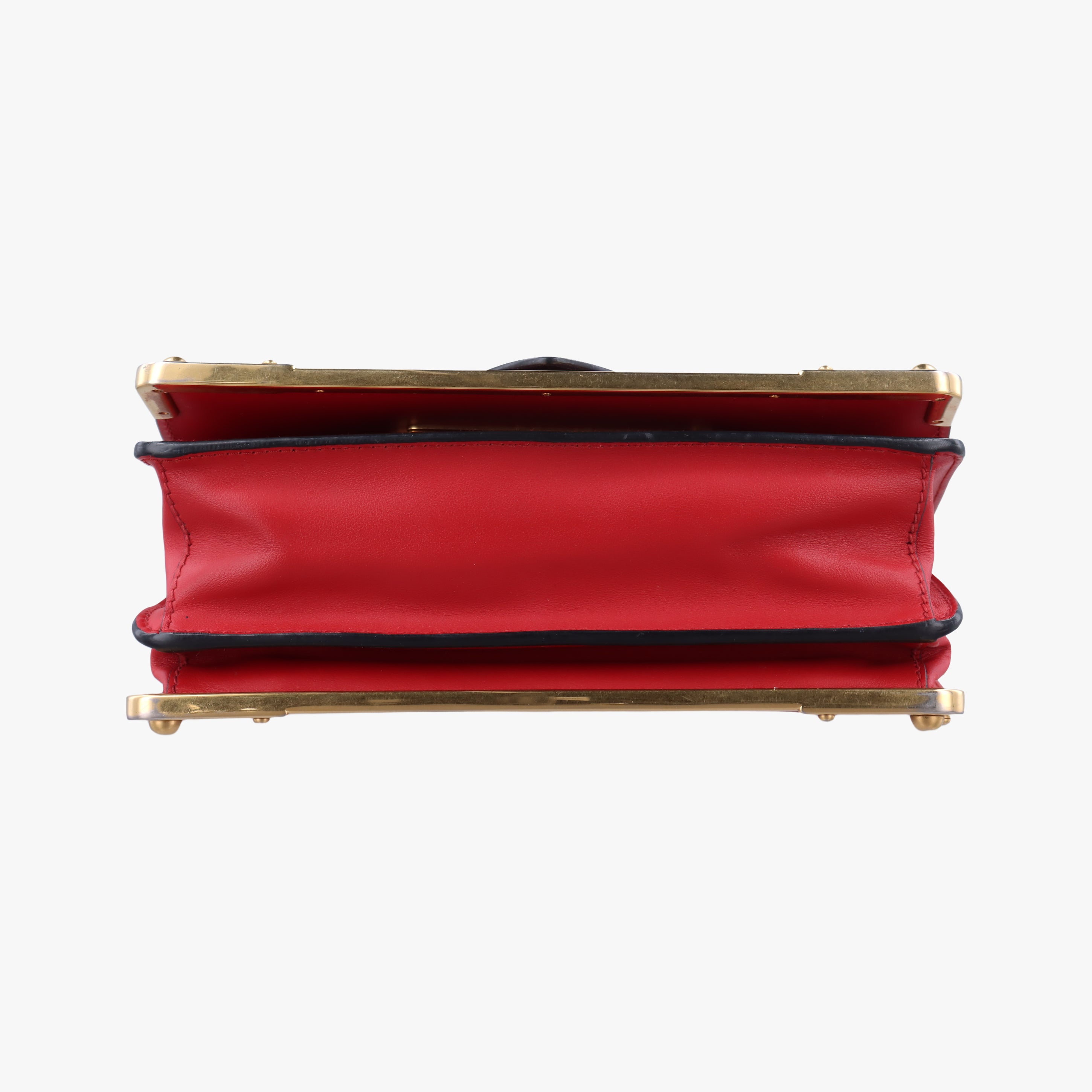 Pre-owned Prada Cahier Red x Black Leather 1BD045 shoulderbag | stylenewstar