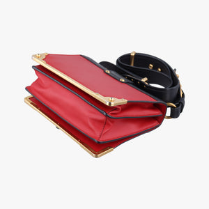 Pre-owned Prada Cahier Red x Black Leather 1BD045 shoulderbag | stylenewstar