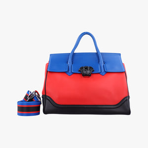 Pre-owned VERSACE Palazzo Empire Red x Blue x Black Leather  shoulderbag | stylenewstar