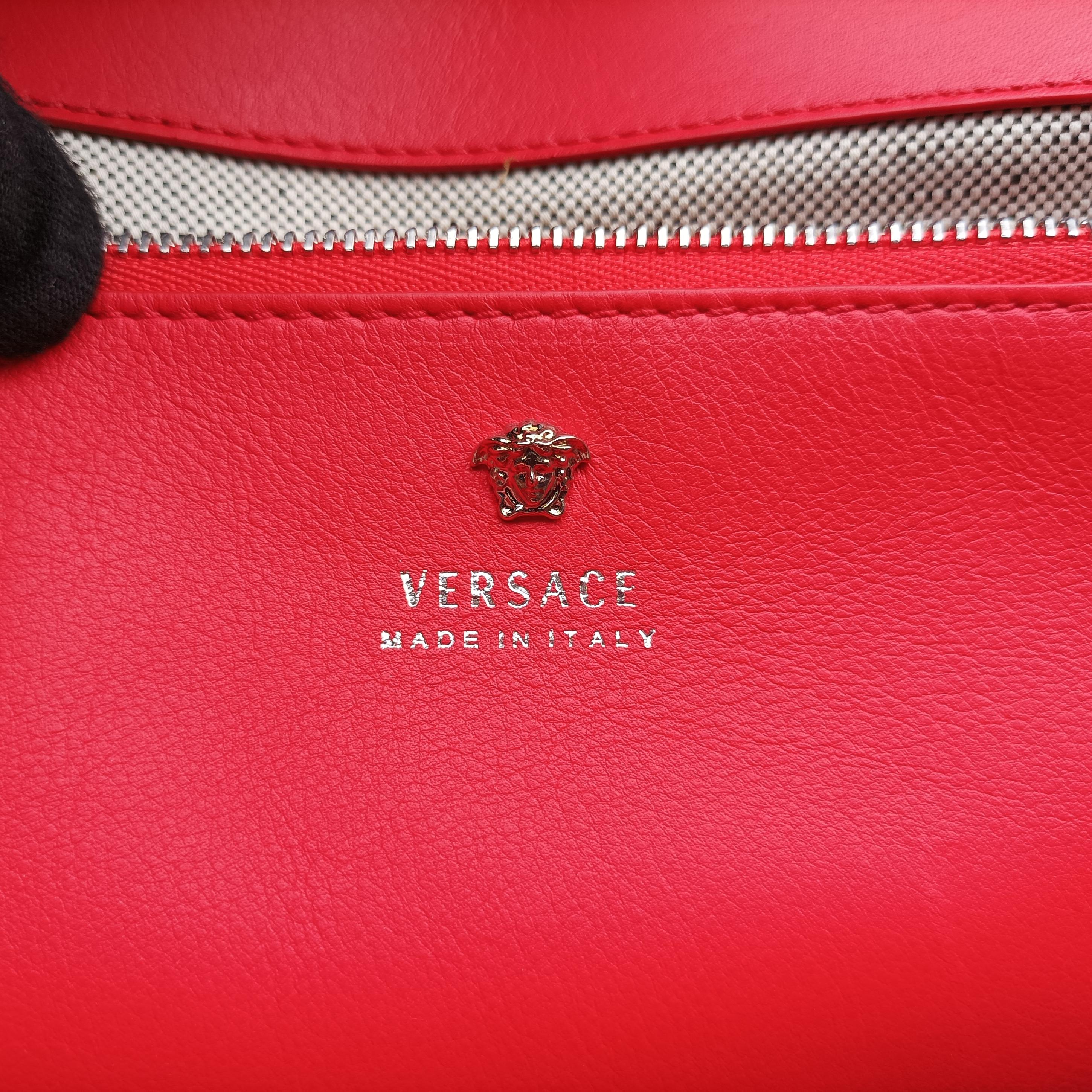 Pre-owned VERSACE Palazzo Empire Red x Blue x Black Leather  shoulderbag | stylenewstar