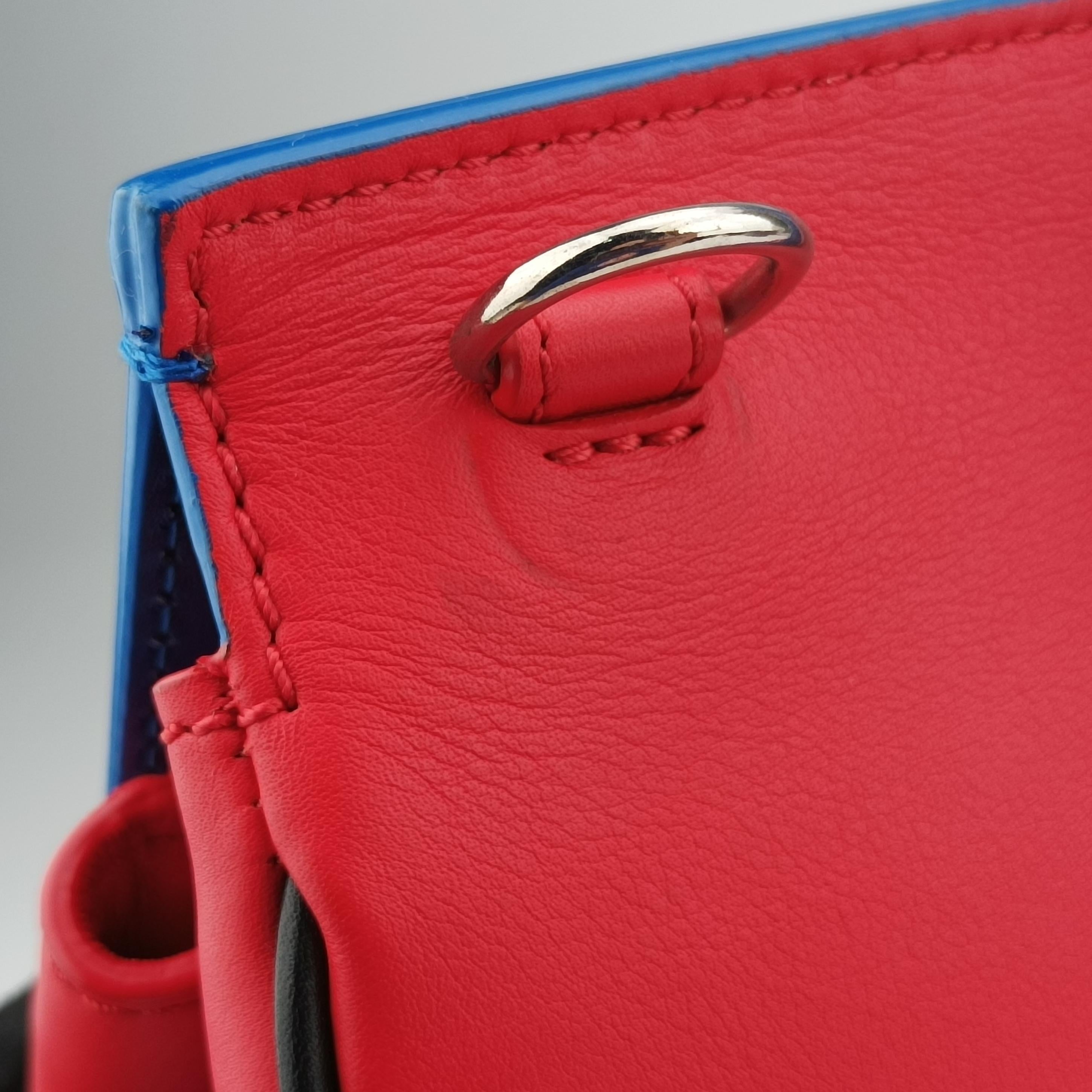 Pre-owned VERSACE Palazzo Empire Red x Blue x Black Leather  shoulderbag | stylenewstar