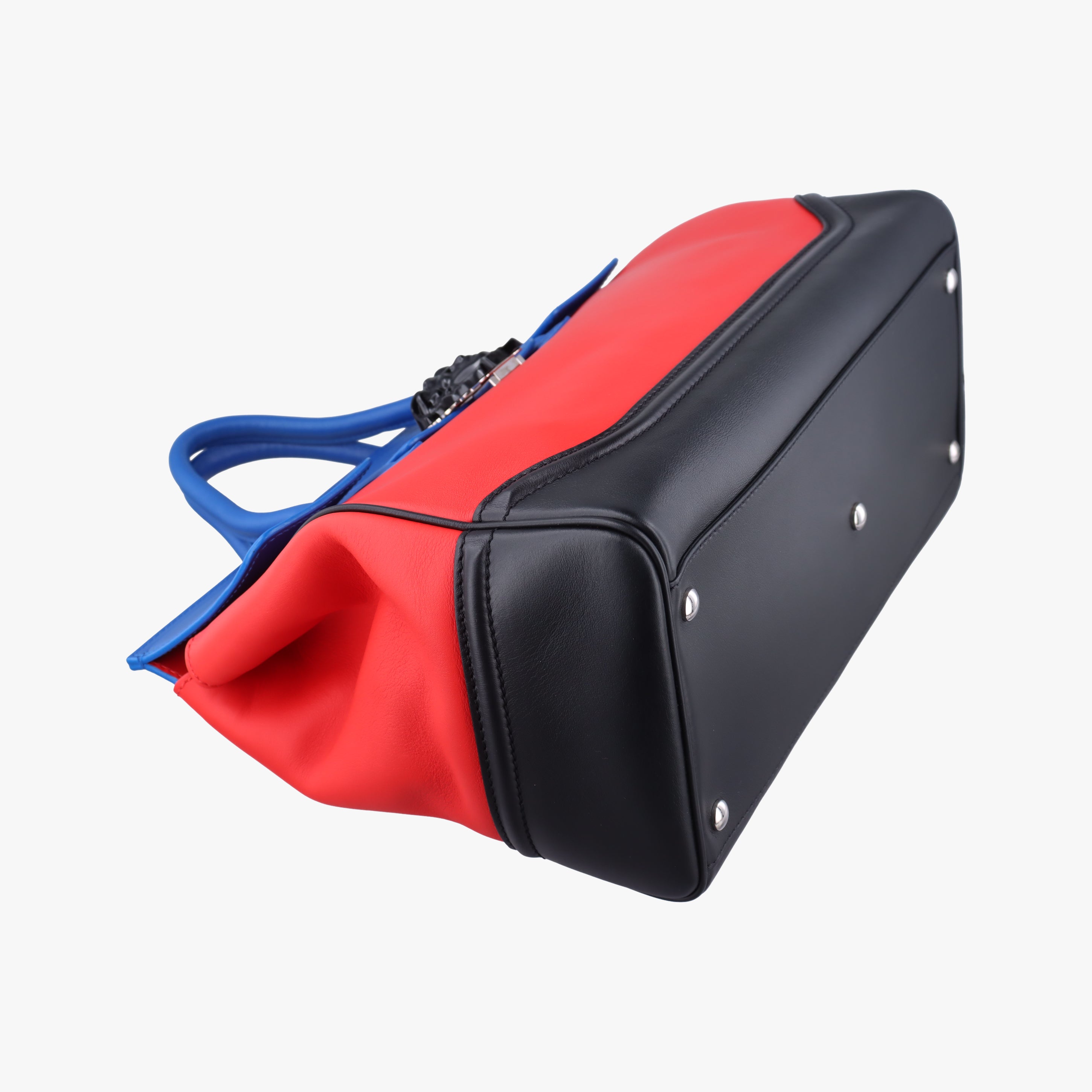 Pre-owned VERSACE Palazzo Empire Red x Blue x Black Leather  shoulderbag | stylenewstar