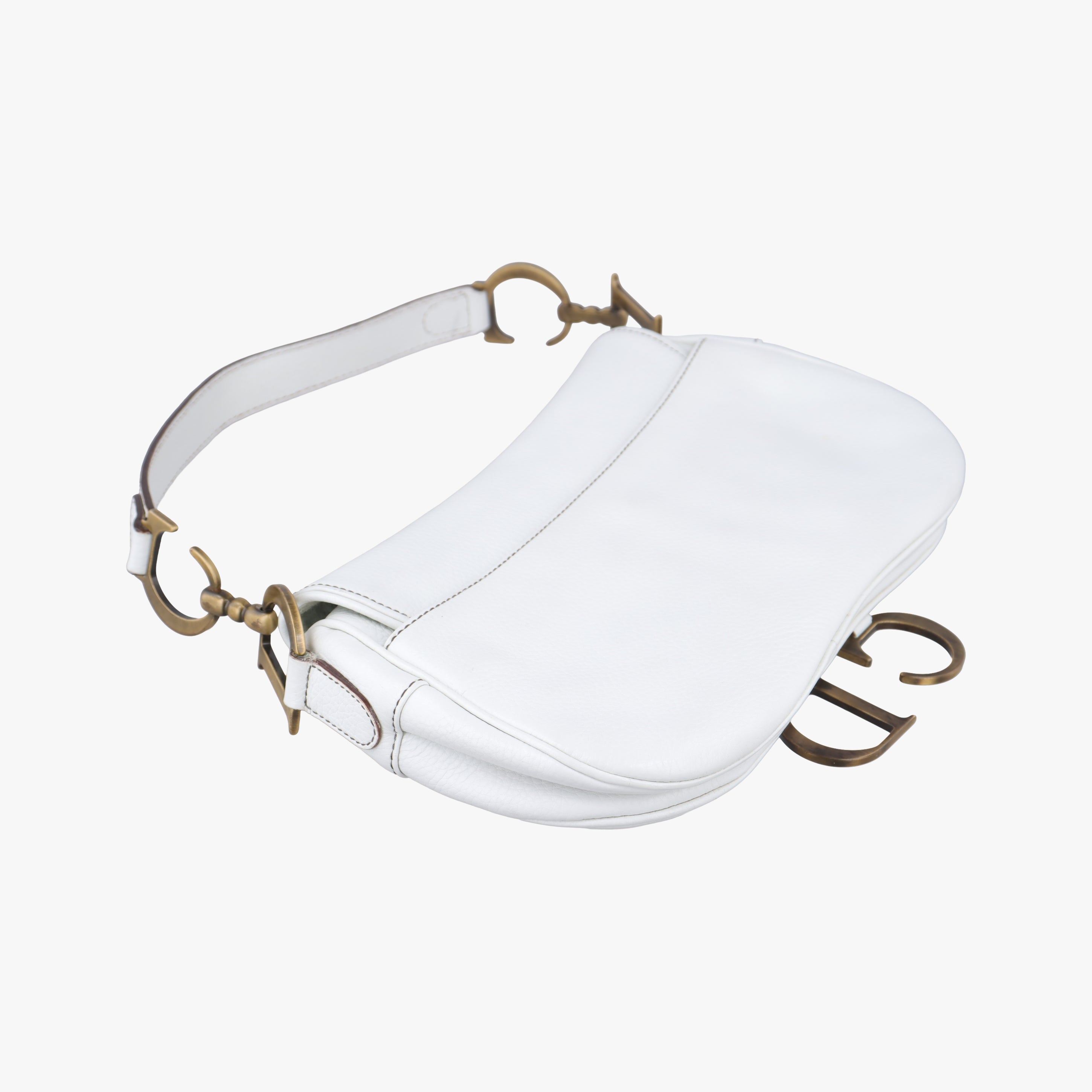 Pre-owned Christian Dior double saddle White Leather  handbag | stylenewstar