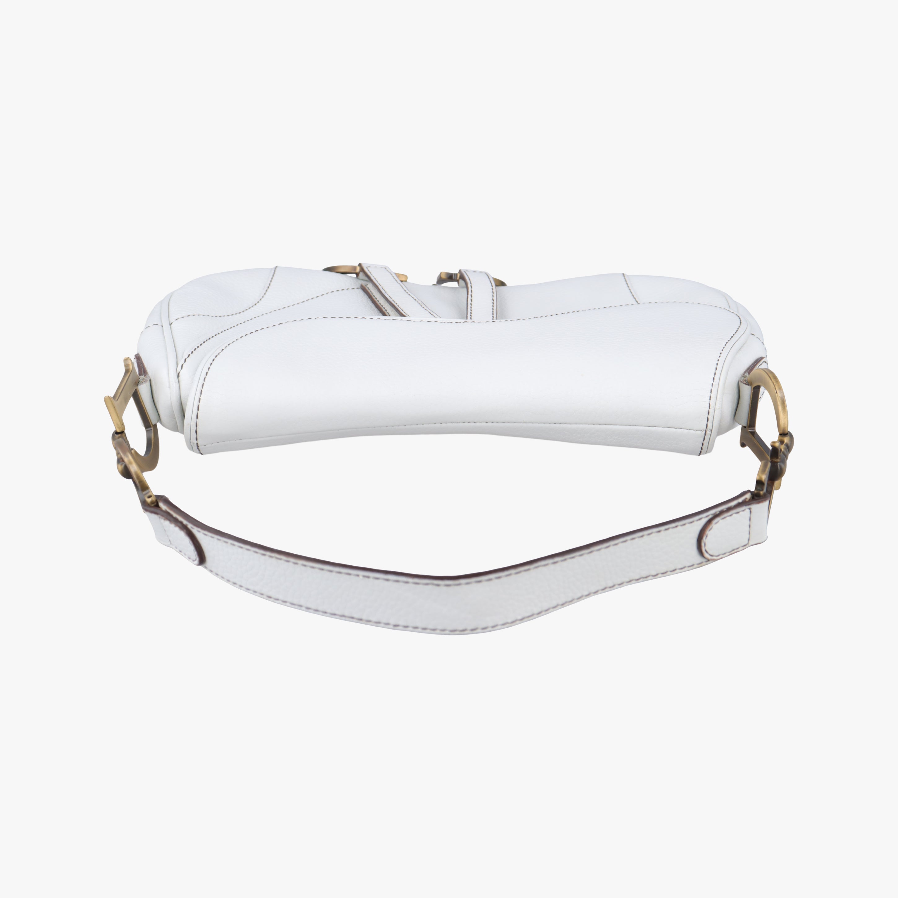 Pre-owned Christian Dior double saddle White Leather  handbag | stylenewstar