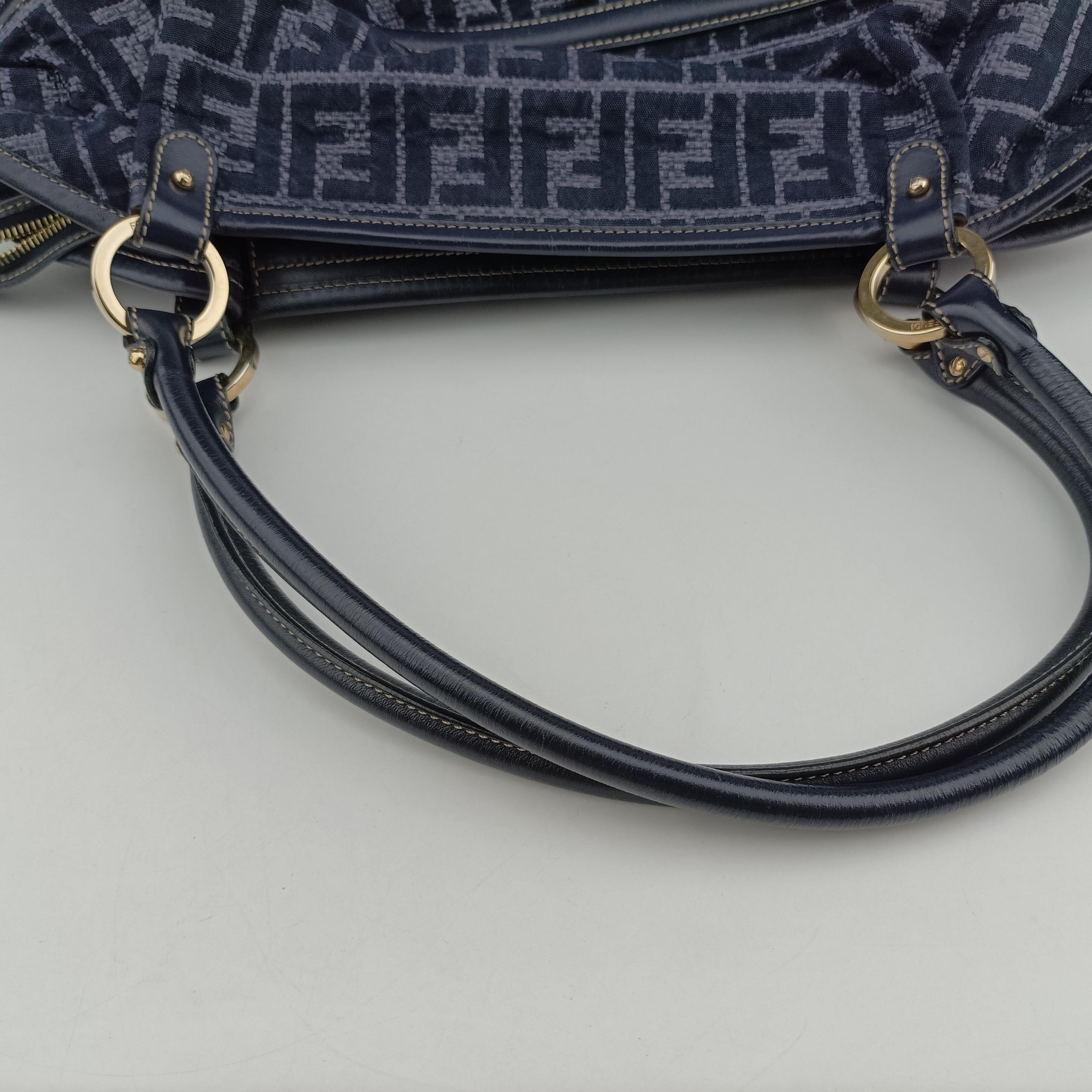 Secondhand Fendi Zucca Print Blue Canvas 8BH186 handbag | stylenewstar