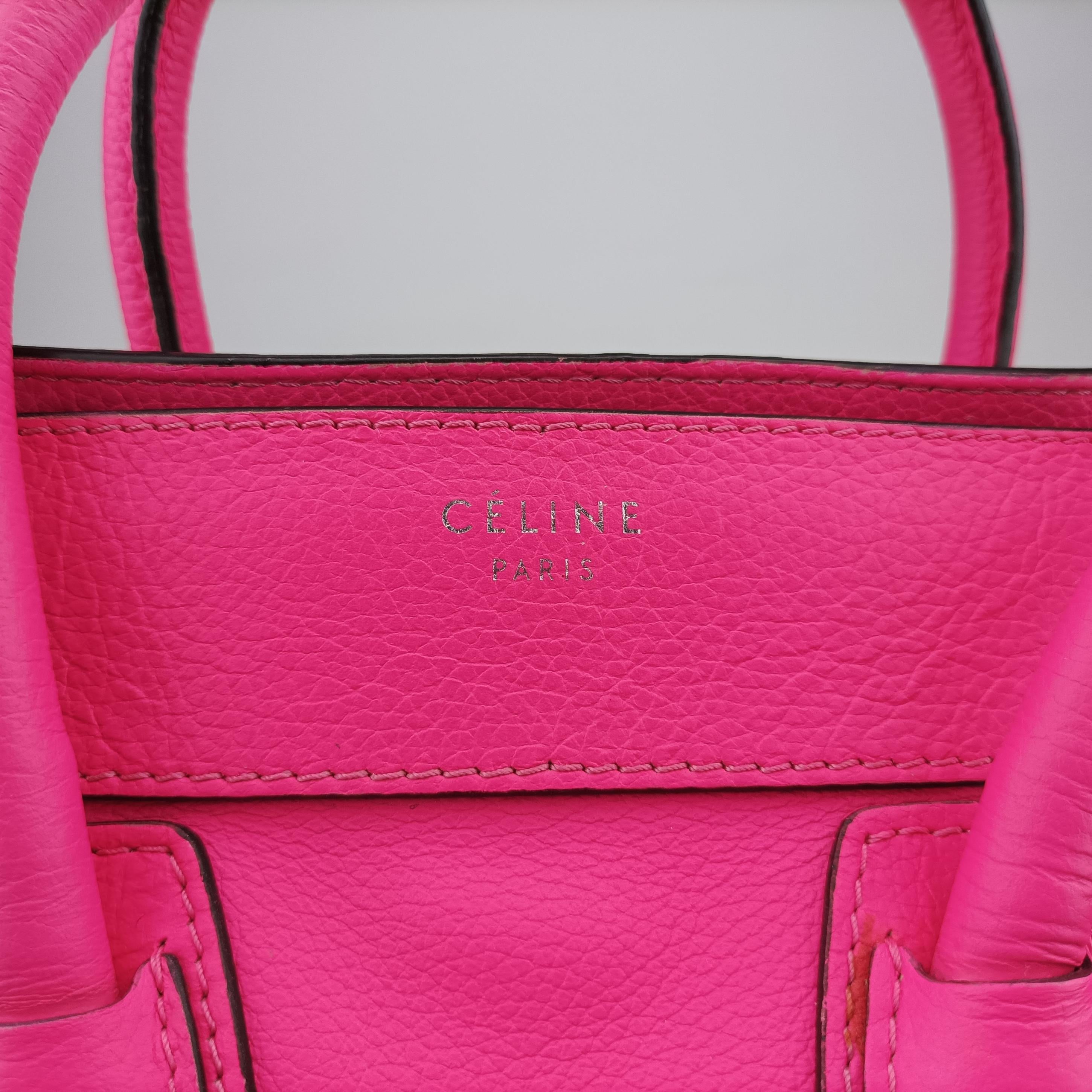 Vintage Celine Luggage Micro shopper Rose leather  handbag | stylenewstar