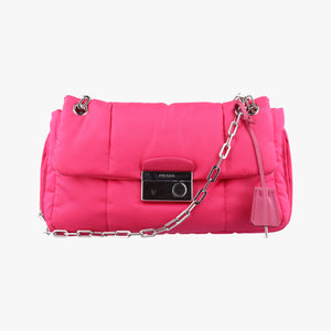 Pre-owned Prada Bomber Chain Rose silk  shoulderbag | stylenewstar