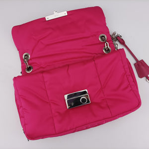 Pre-owned Prada Bomber Chain Rose silk  shoulderbag | stylenewstar