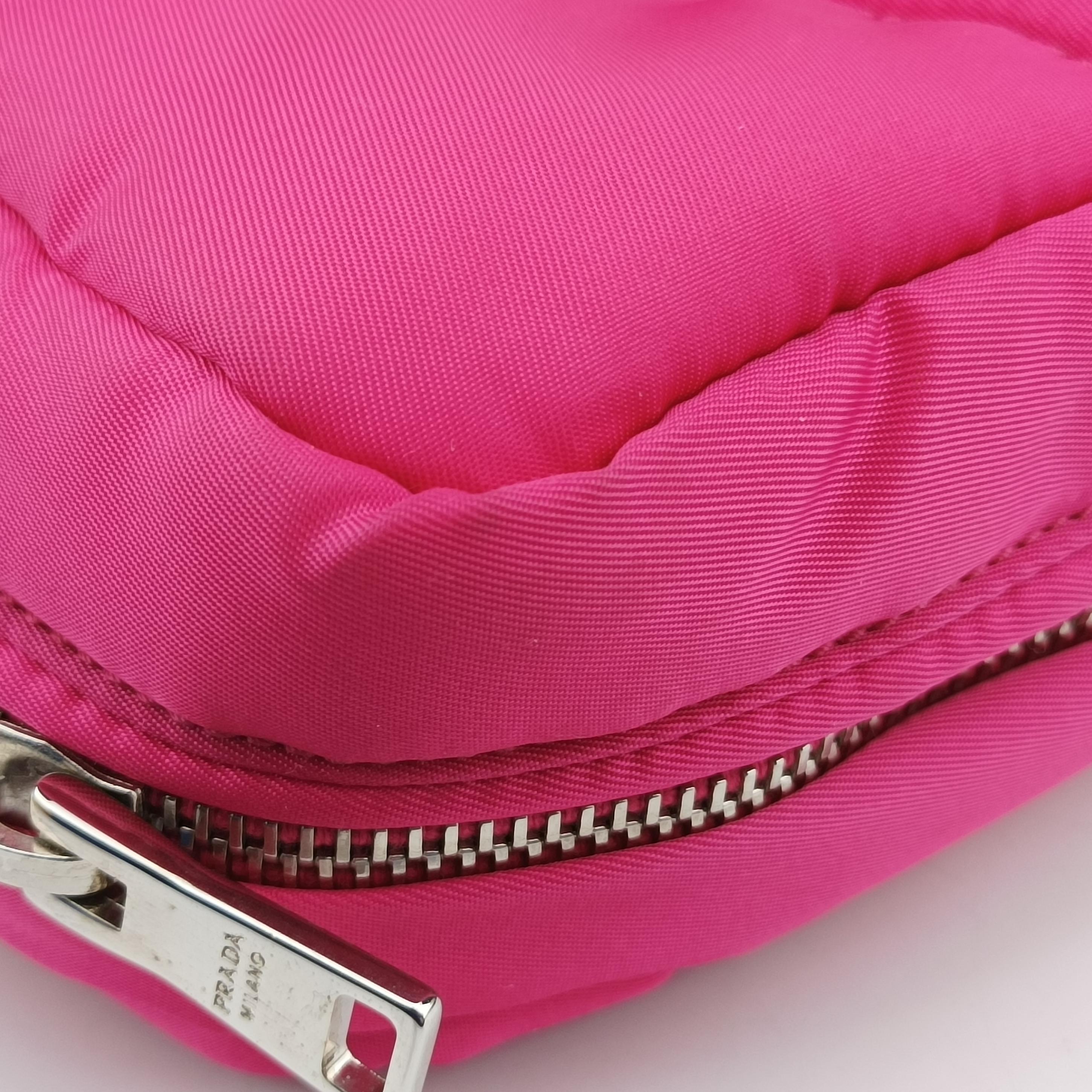 Pre-owned Prada Bomber Chain Rose silk  shoulderbag | stylenewstar