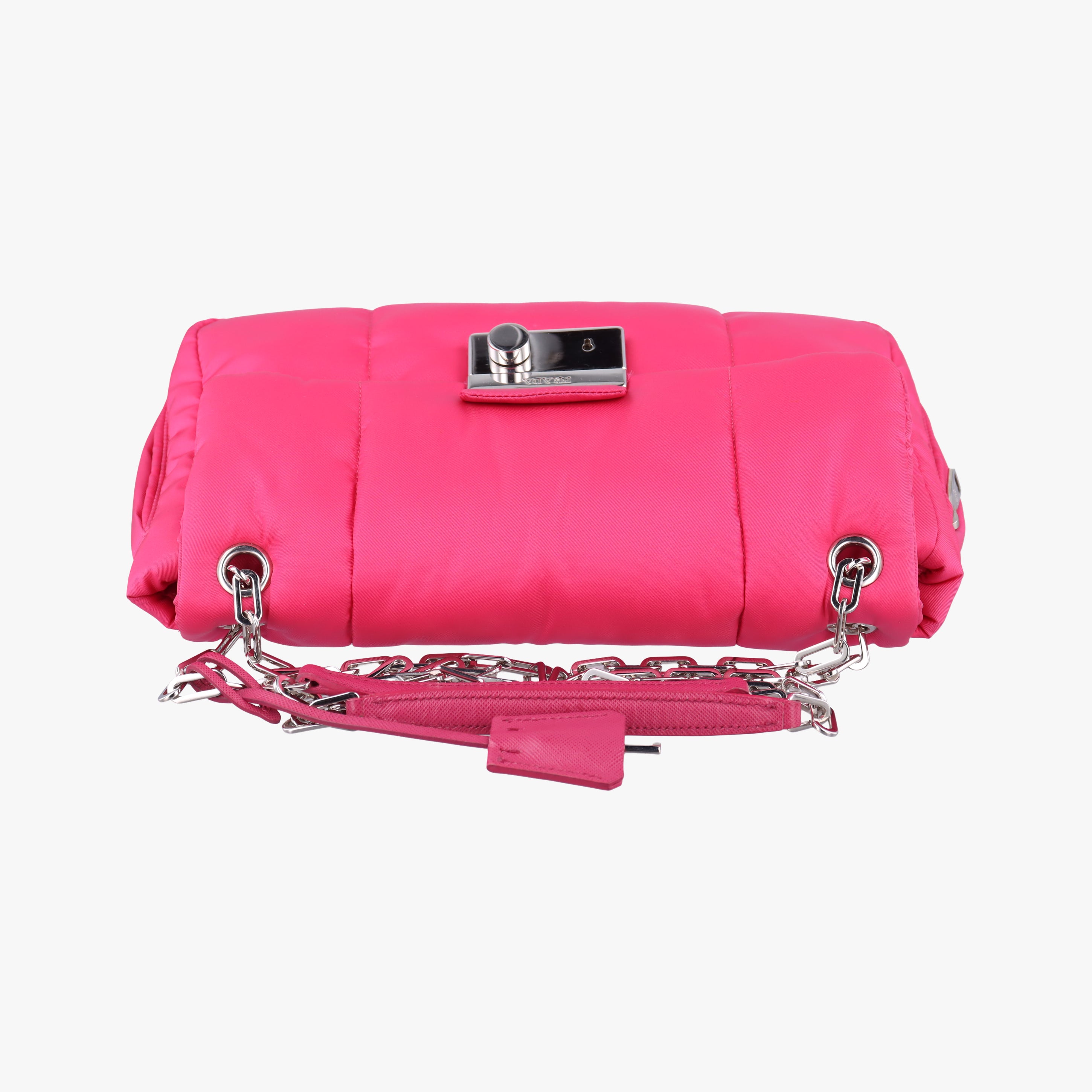 Pre-owned Prada Bomber Chain Rose silk  shoulderbag | stylenewstar