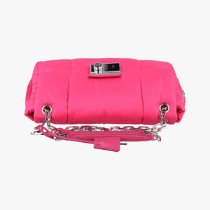 Pre-owned Prada Bomber Chain Rose silk  shoulderbag | stylenewstar