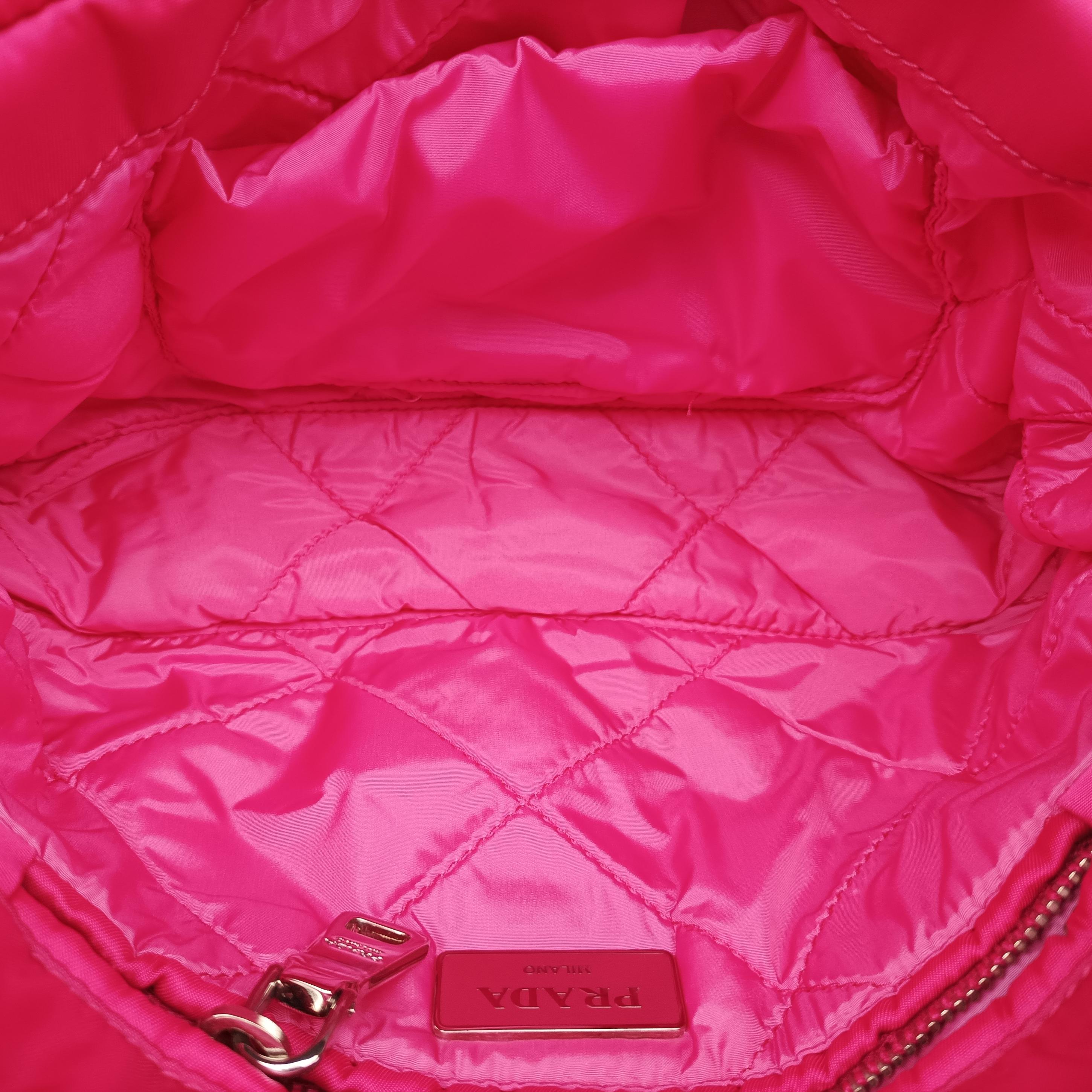 Pre-owned Prada Bomber Chain Rose silk  shoulderbag | stylenewstar
