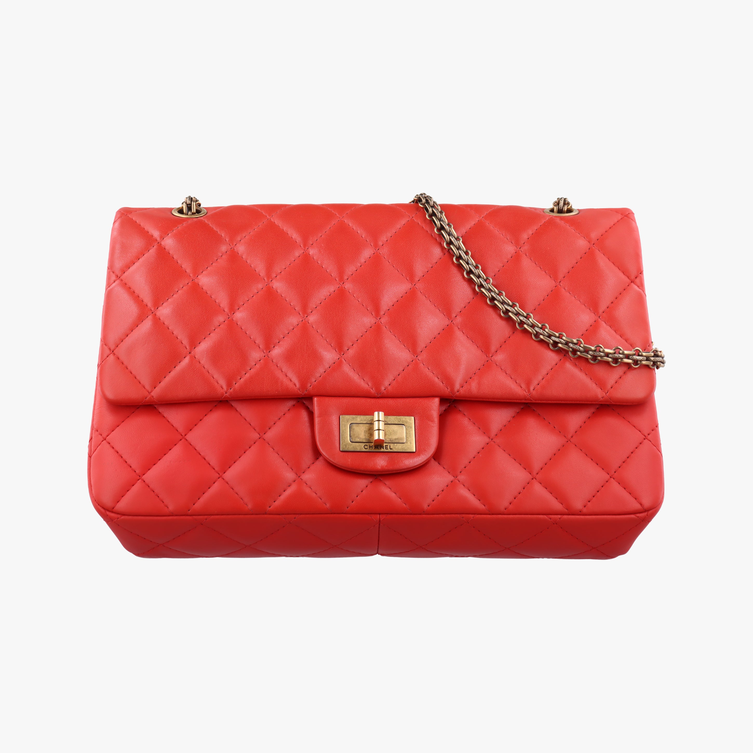 Secondhand Chanel 2.55 double flap Matelasse Red lambskin A37590 shoulderbag | stylenewstar