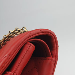 Secondhand Chanel 2.55 double flap Matelasse Red lambskin A37590 shoulderbag | stylenewstar