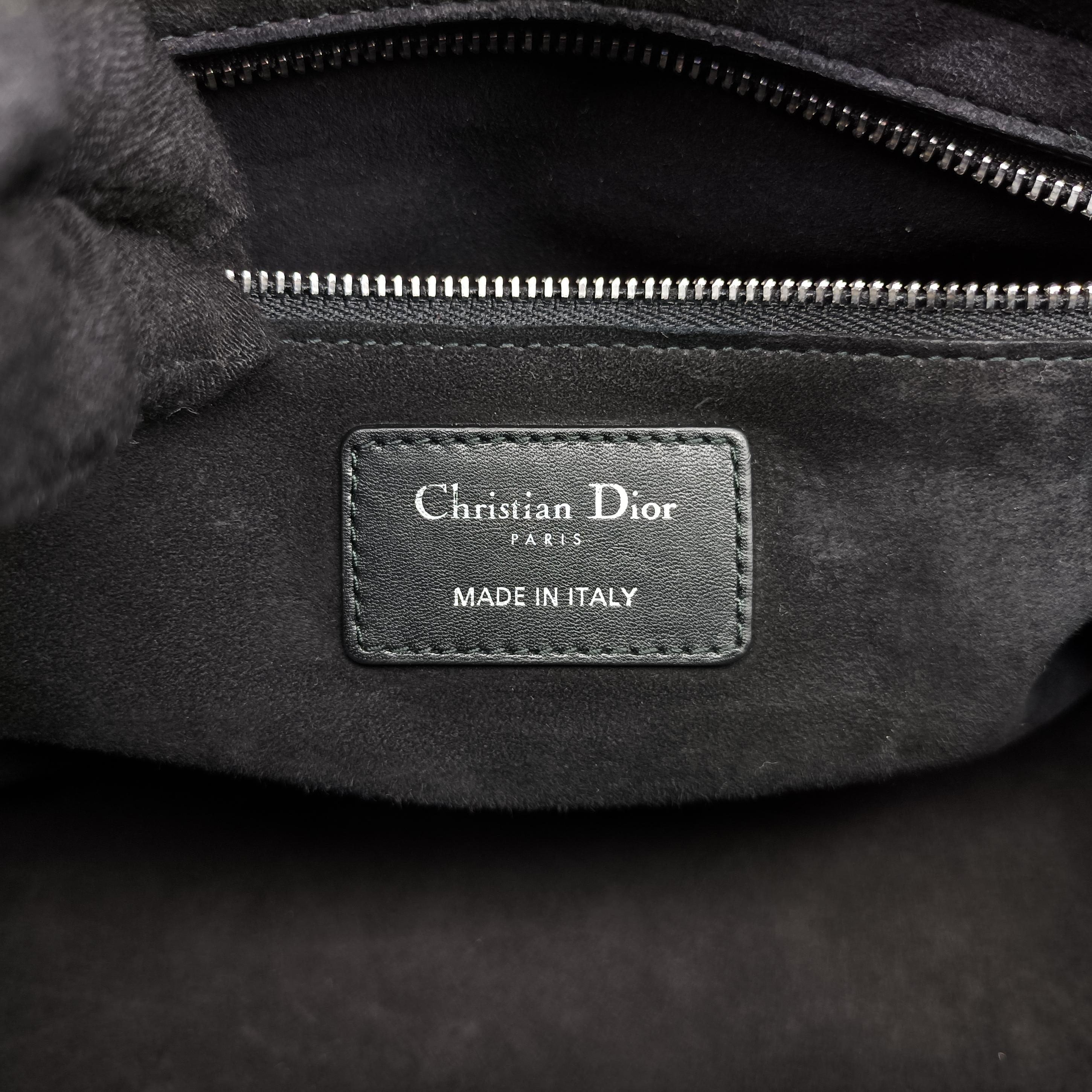 Pre-owned Christian Dior Lady Dior Black×White leather  shoulderbag | stylenewstar