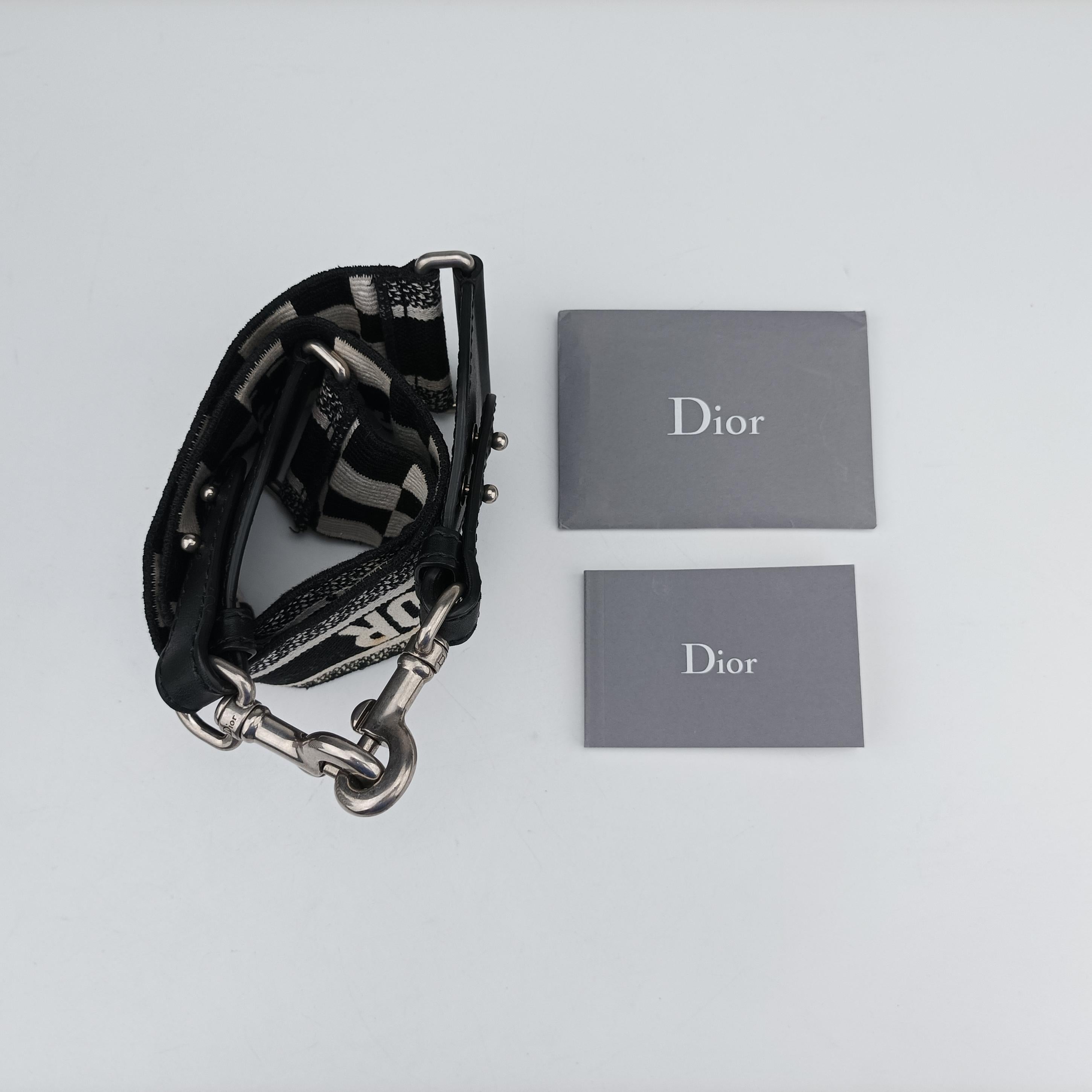 Pre-owned Christian Dior Lady Dior Black×White leather  shoulderbag | stylenewstar