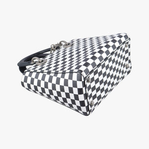 Pre-owned Christian Dior Lady Dior Black×White leather  shoulderbag | stylenewstar