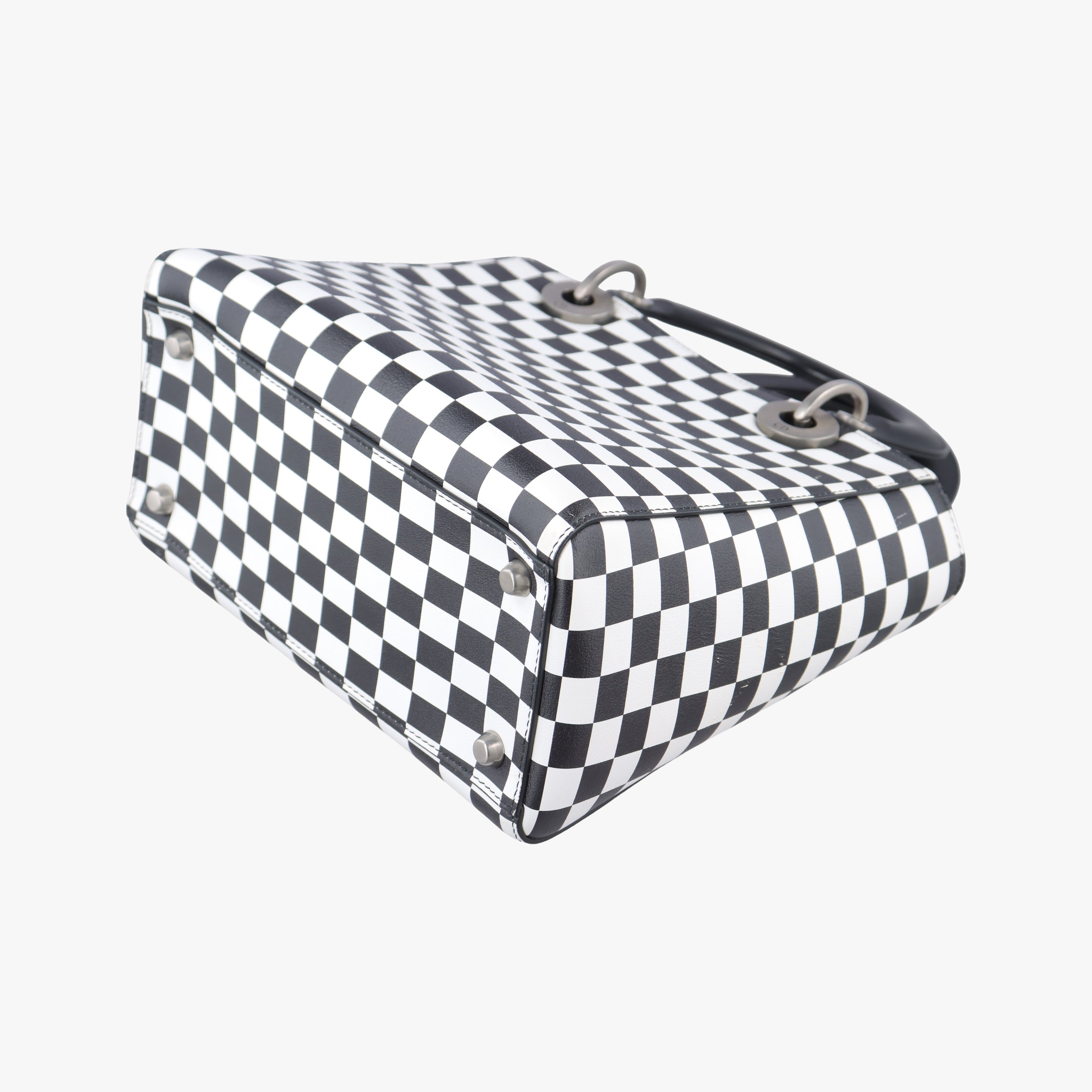 Pre-owned Christian Dior Lady Dior Black×White leather  shoulderbag | stylenewstar