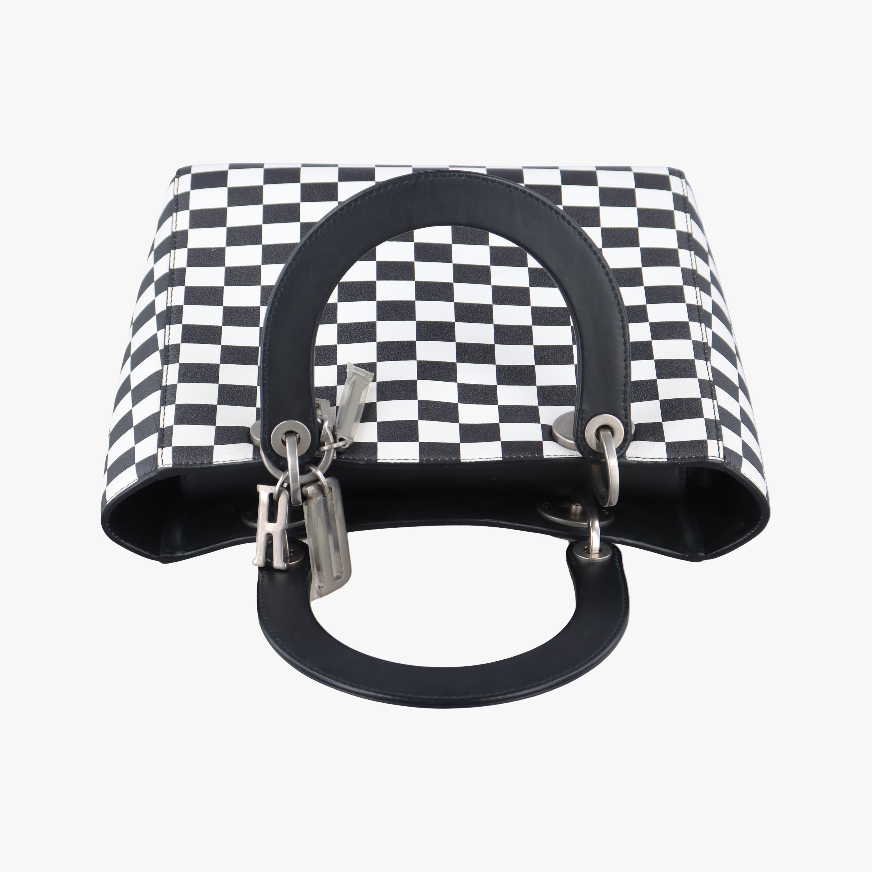 Pre-owned Christian Dior Lady Dior Black×White leather  shoulderbag | stylenewstar