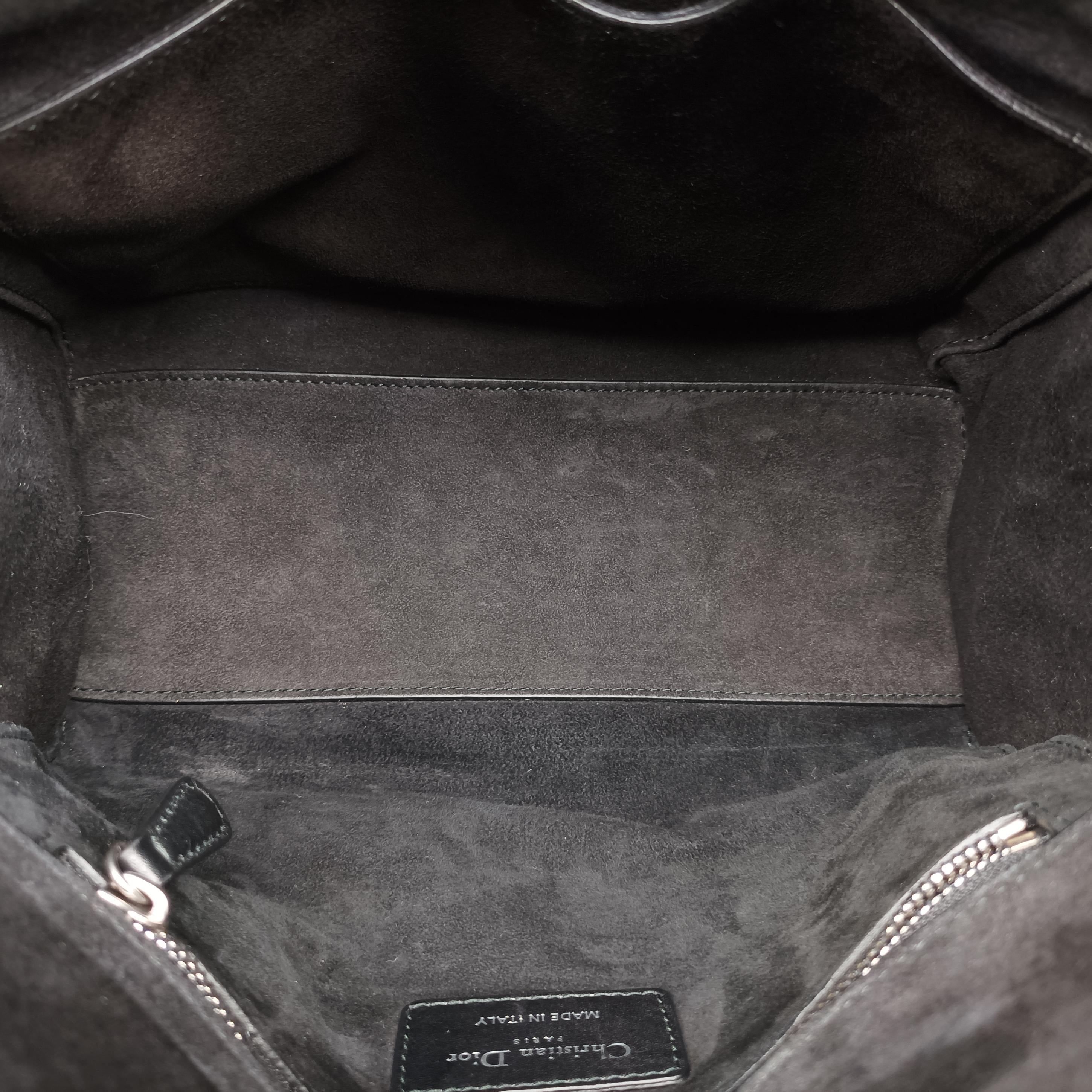 Pre-owned Christian Dior Lady Dior Black×White leather  shoulderbag | stylenewstar