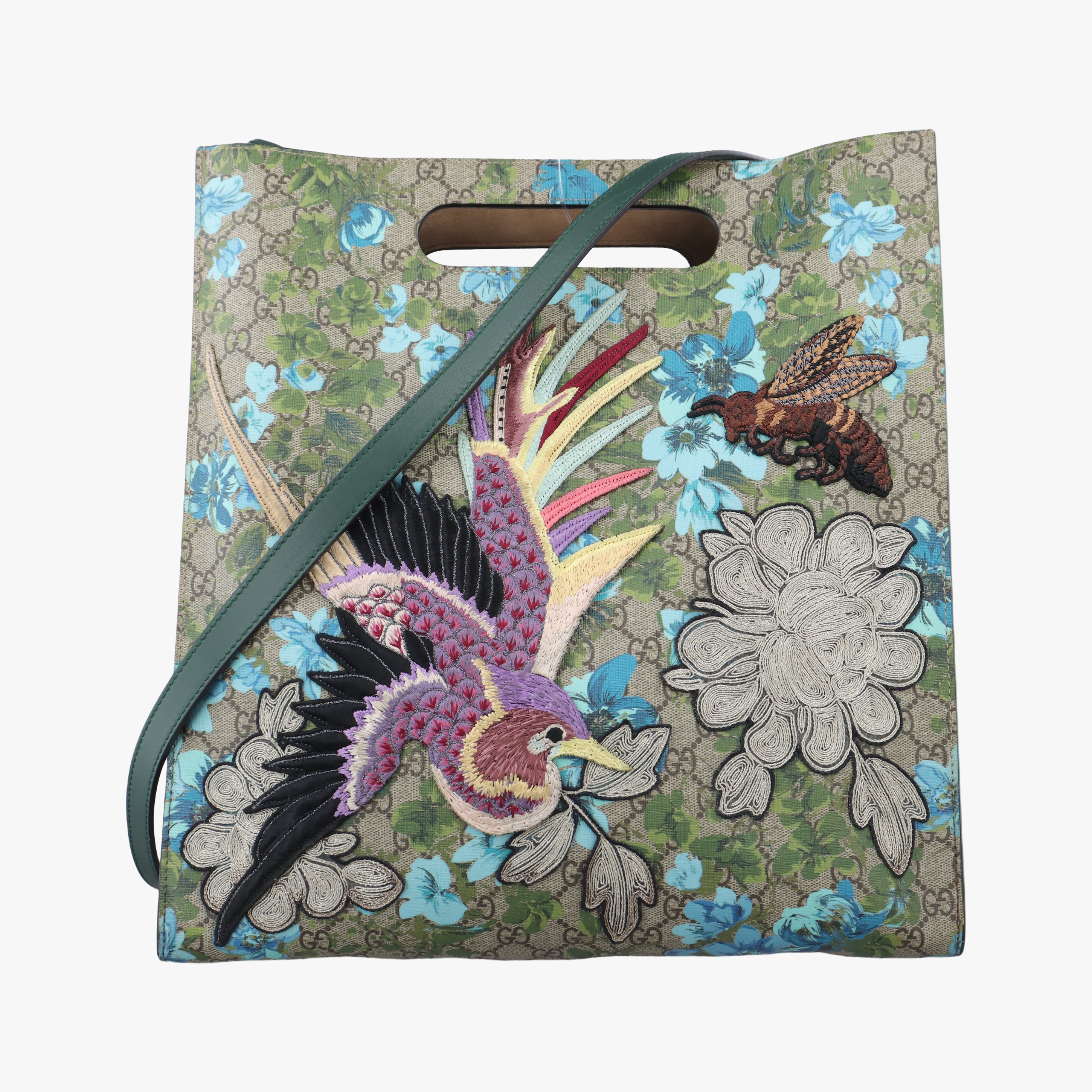 Secondhand Gucci GG Supreme Linea C Blooms GucciGhost Beige x Multicolour PVC coated canvas 414476 shoulderbag | stylenewstar