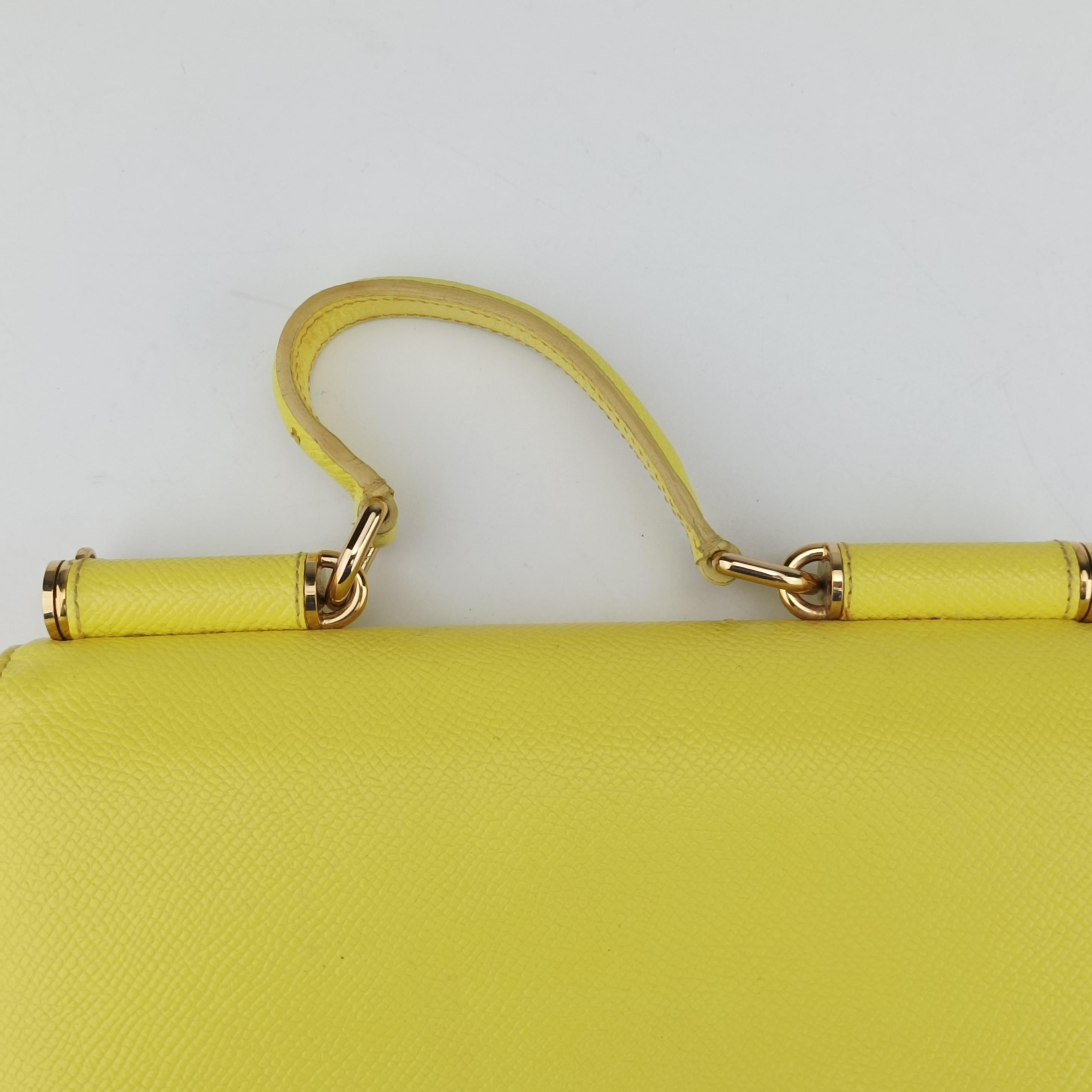 Pre-owned Dolce & Gabbana SICILY Yellow Leather  shoulderbag | stylenewstar