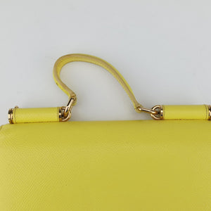 Pre-owned Dolce & Gabbana SICILY Yellow Leather  shoulderbag | stylenewstar