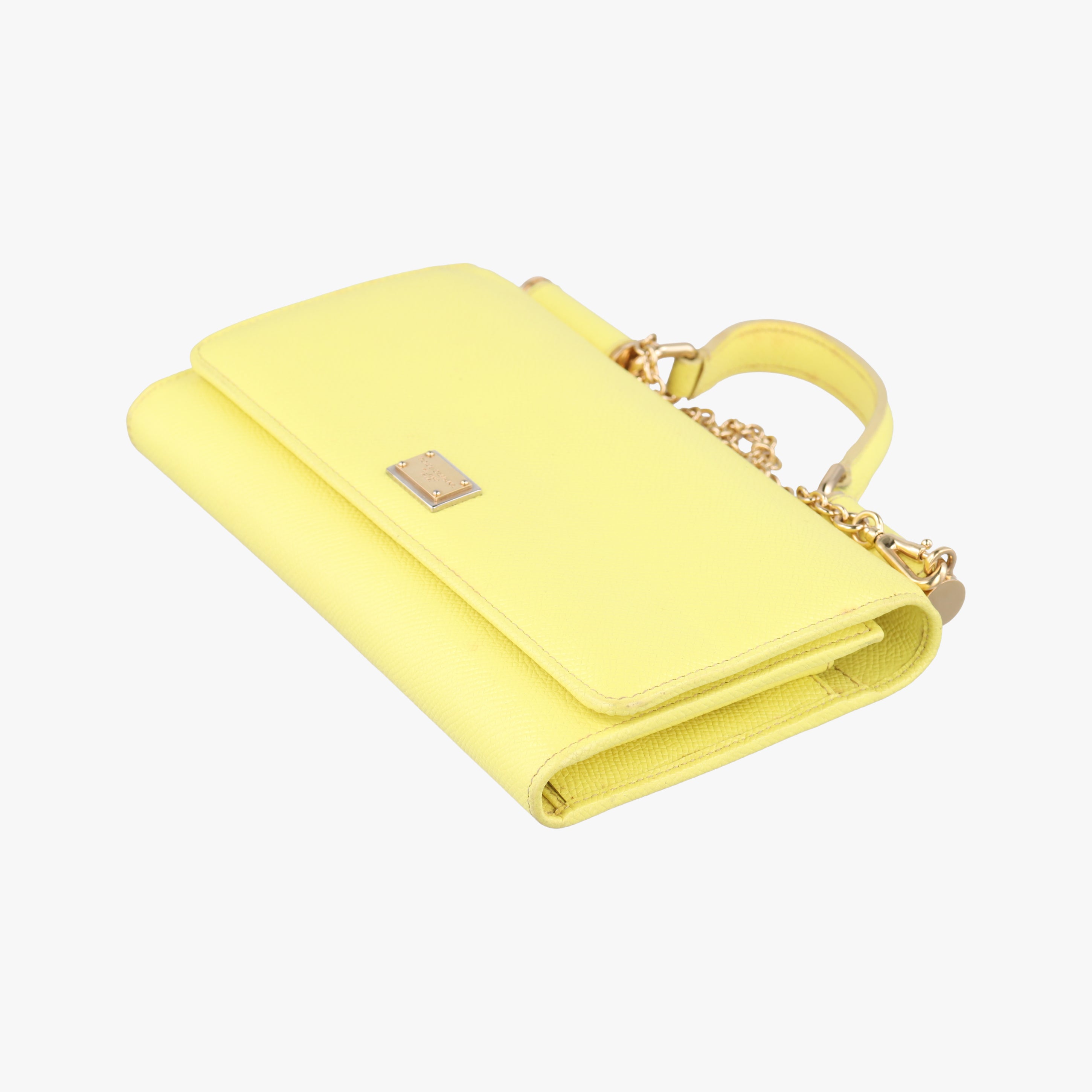 Pre-owned Dolce & Gabbana SICILY Yellow Leather  shoulderbag | stylenewstar