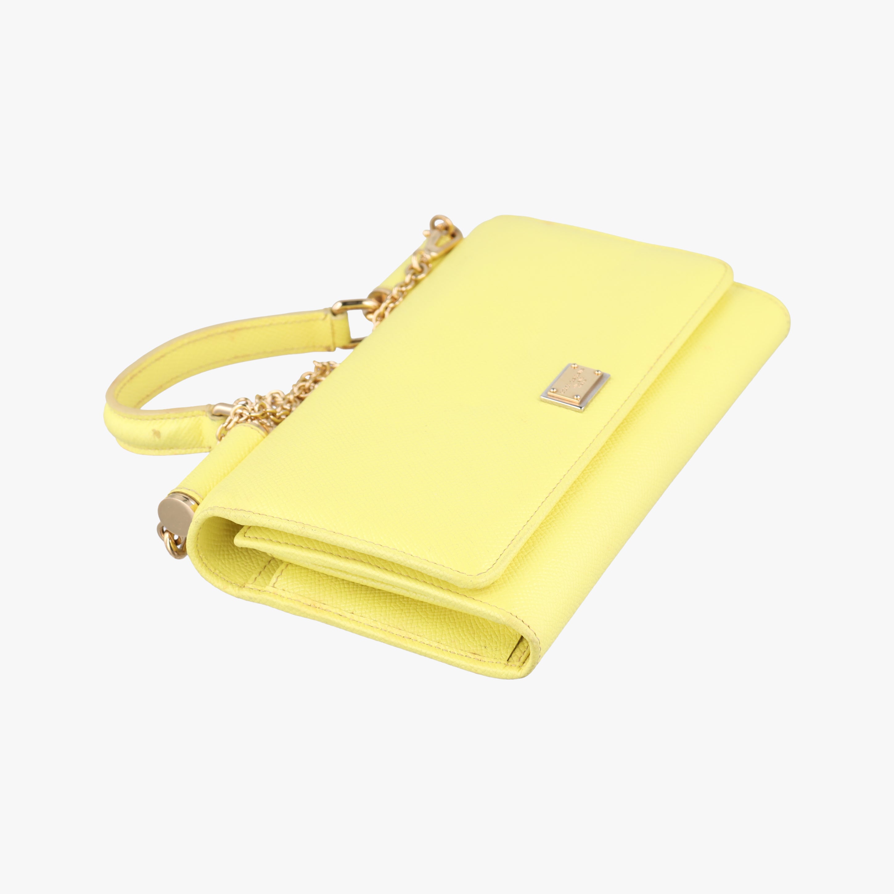 Pre-owned Dolce & Gabbana SICILY Yellow Leather  shoulderbag | stylenewstar