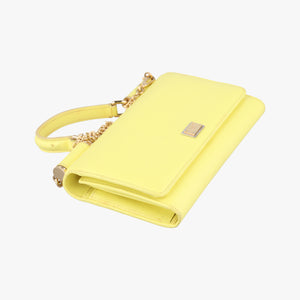Pre-owned Dolce & Gabbana SICILY Yellow Leather  shoulderbag | stylenewstar