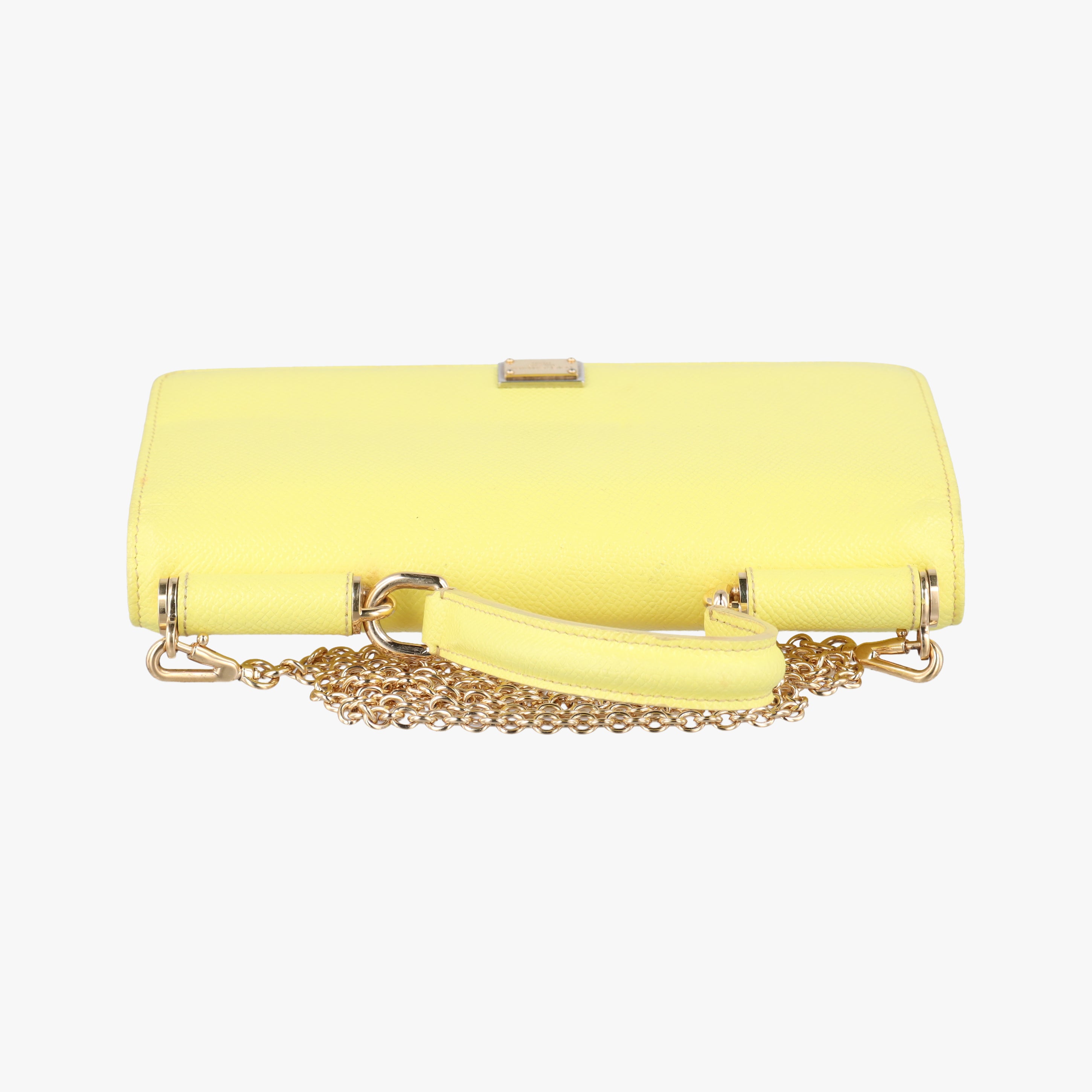 Pre-owned Dolce & Gabbana SICILY Yellow Leather  shoulderbag | stylenewstar