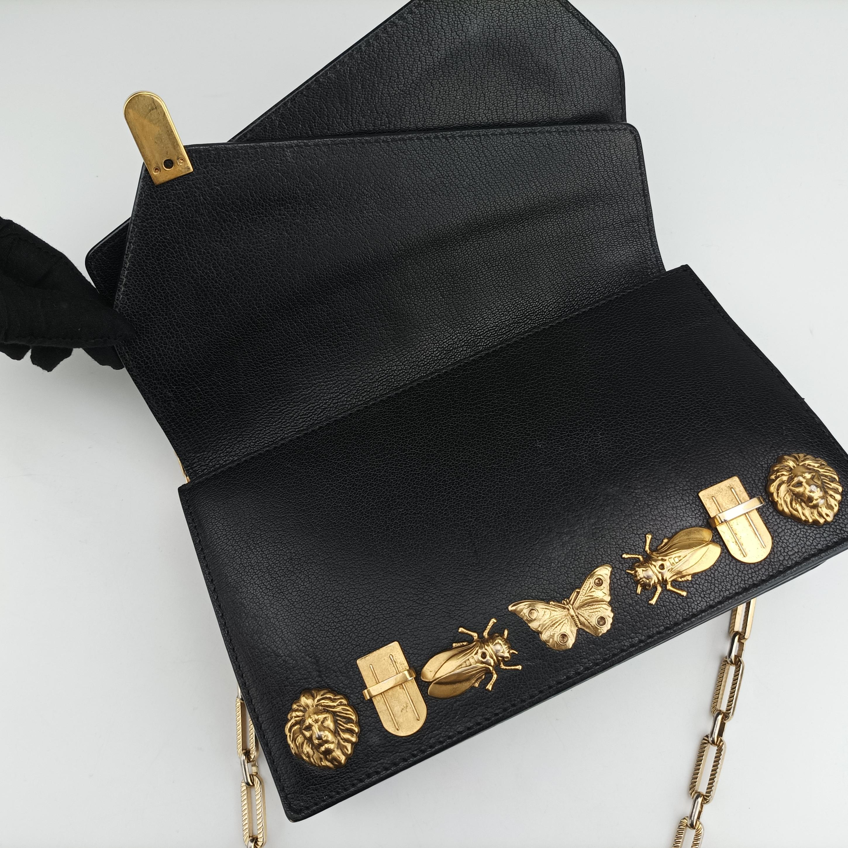 Pre-owned Gucci Ottilia Black×Multicolour Leather×snakeskin 488715 shoulderbag | stylenewstar