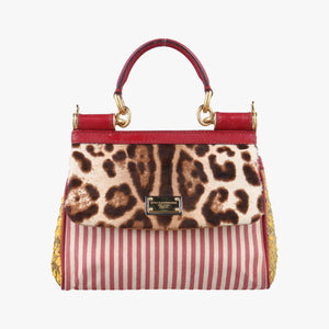 Pre-owned Dolce & Gabbana SICILY Multicolour Snakeskin × Fur × Canvas  shoulderbag | stylenewstar