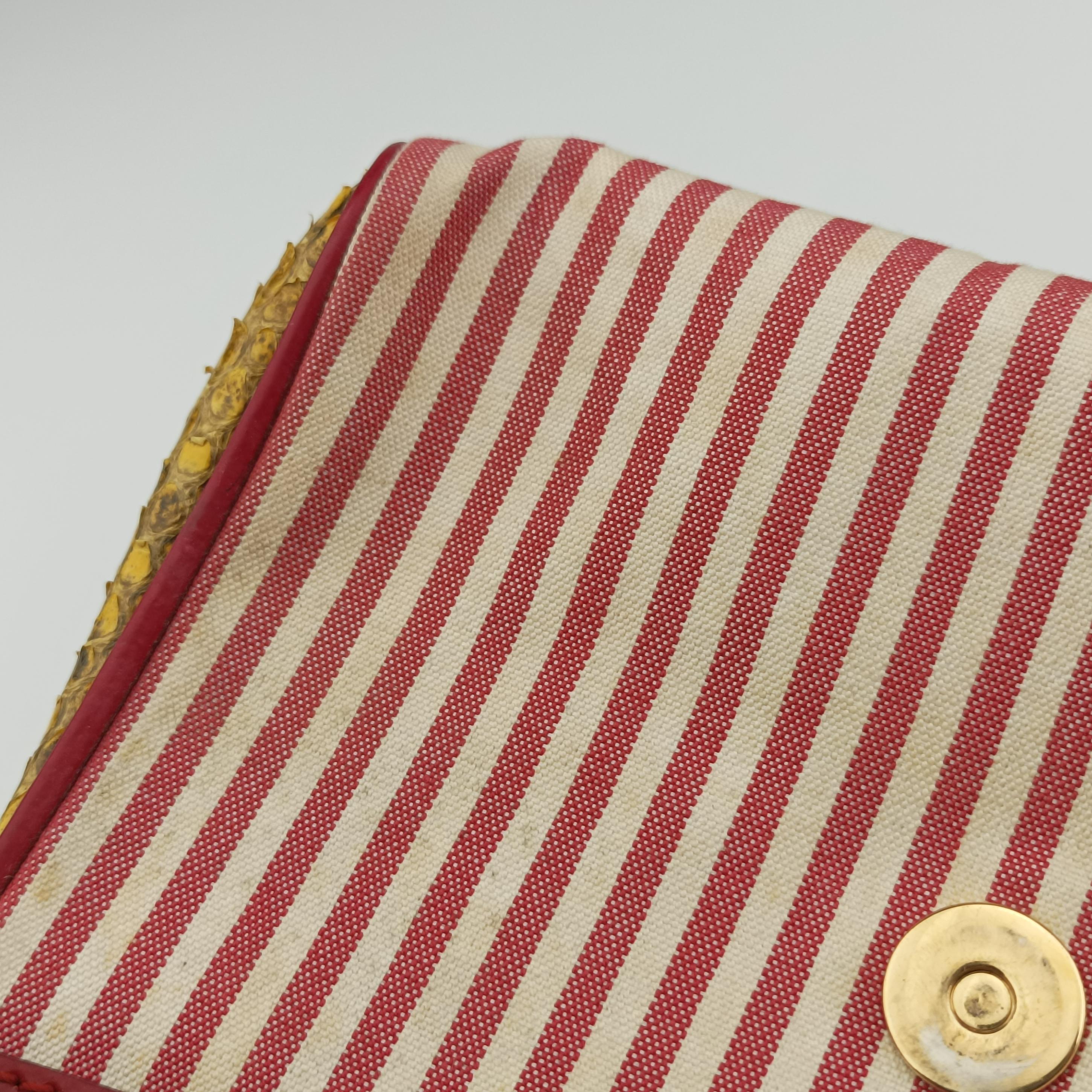 Pre-owned Dolce & Gabbana SICILY Multicolour Snakeskin × Fur × Canvas  shoulderbag | stylenewstar