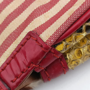 Pre-owned Dolce & Gabbana SICILY Multicolour Snakeskin × Fur × Canvas  shoulderbag | stylenewstar