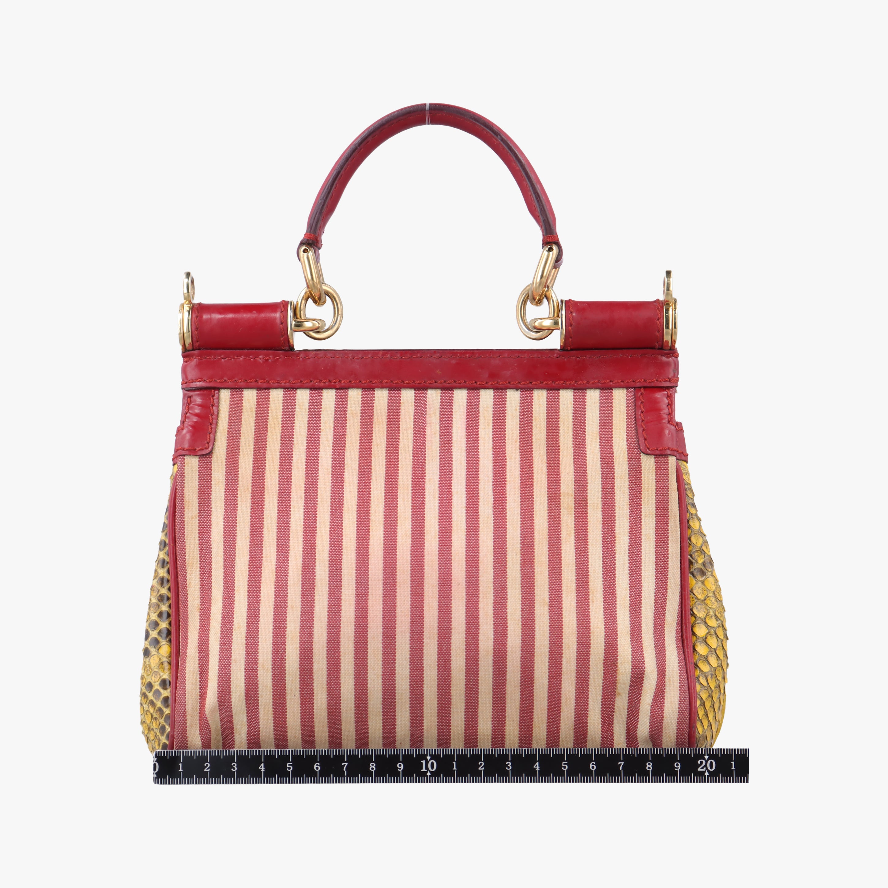 Pre-owned Dolce & Gabbana SICILY Multicolour Snakeskin × Fur × Canvas  shoulderbag | stylenewstar