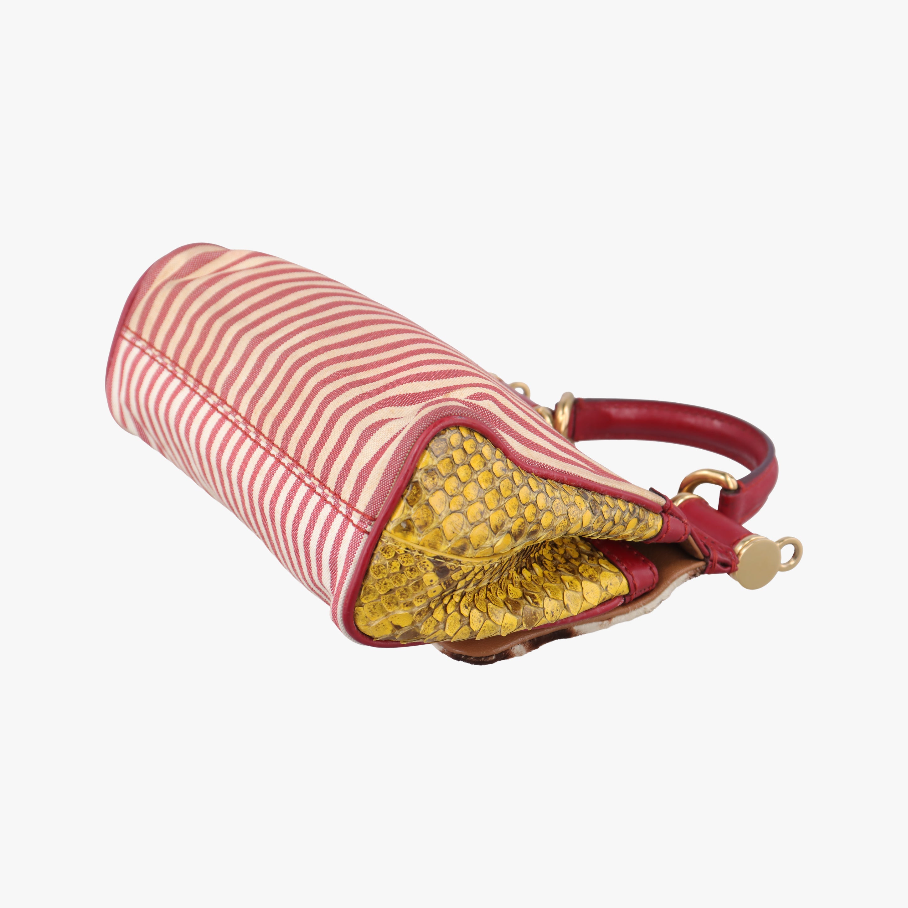 Pre-owned Dolce & Gabbana SICILY Multicolour Snakeskin × Fur × Canvas  shoulderbag | stylenewstar