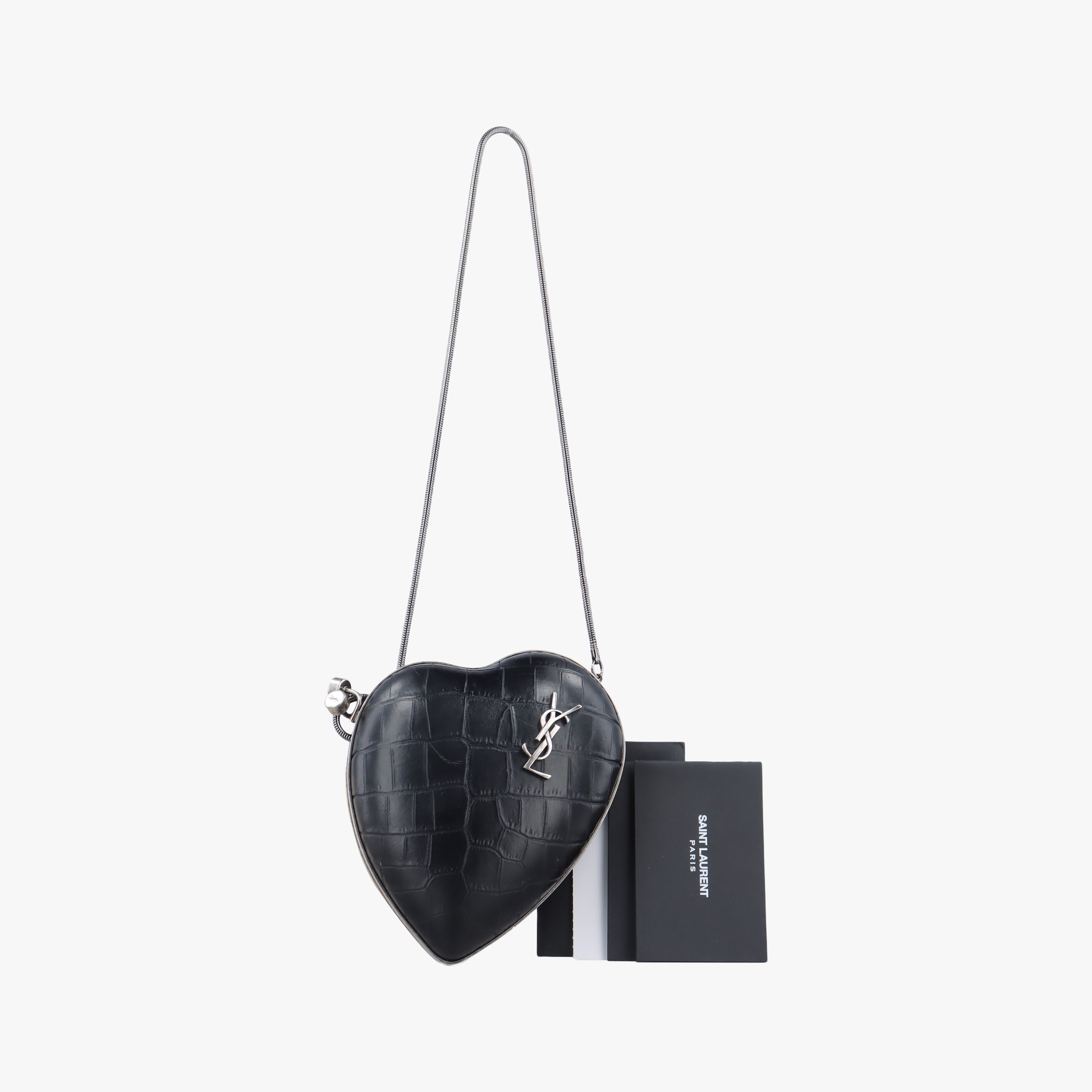 Vintage Yves Saint Laurent Love box heart Black Leather 488434 shoulderbag | stylenewstar