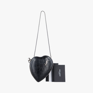Vintage Yves Saint Laurent Love box heart Black Leather 488434 shoulderbag | stylenewstar