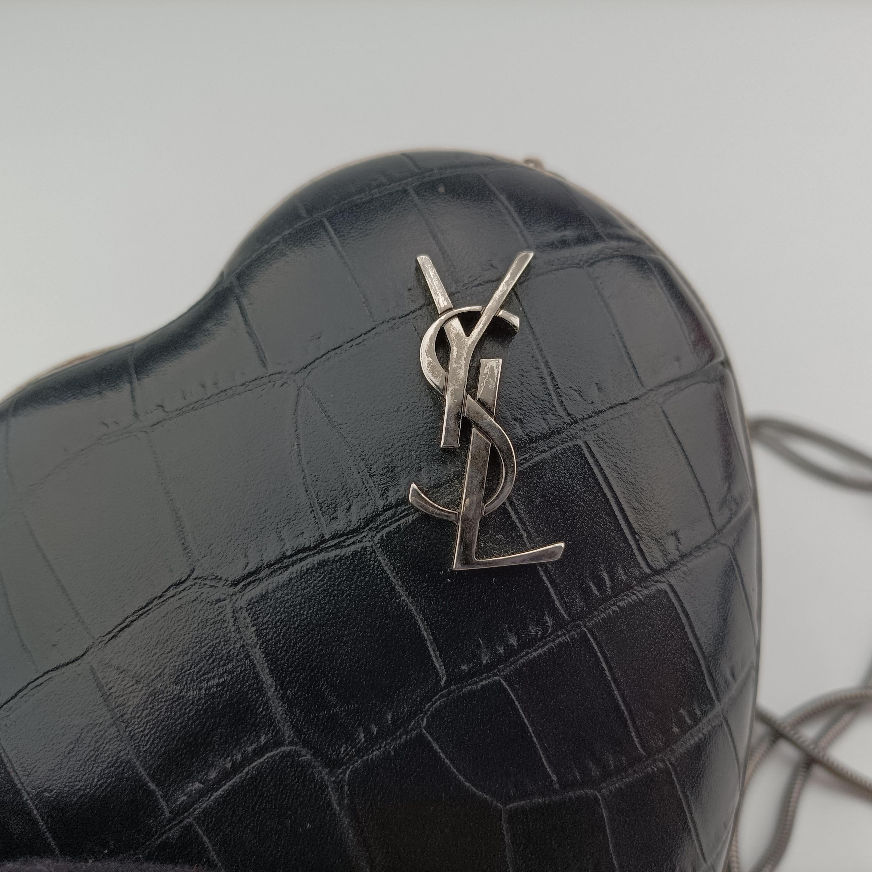 Vintage Yves Saint Laurent Love box heart Black Leather 488434 shoulderbag | stylenewstar