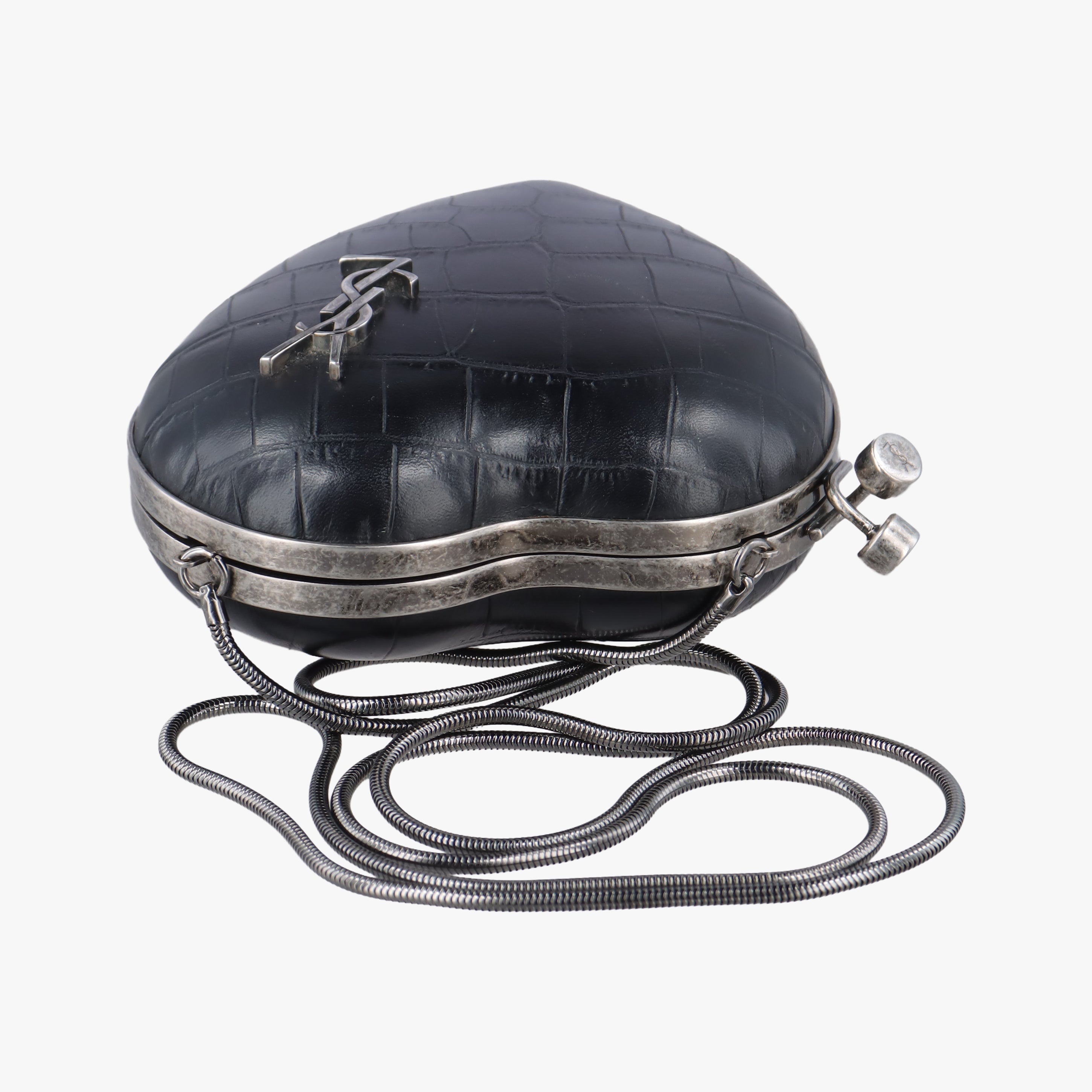 Vintage Yves Saint Laurent Love box heart Black Leather 488434 shoulderbag | stylenewstar