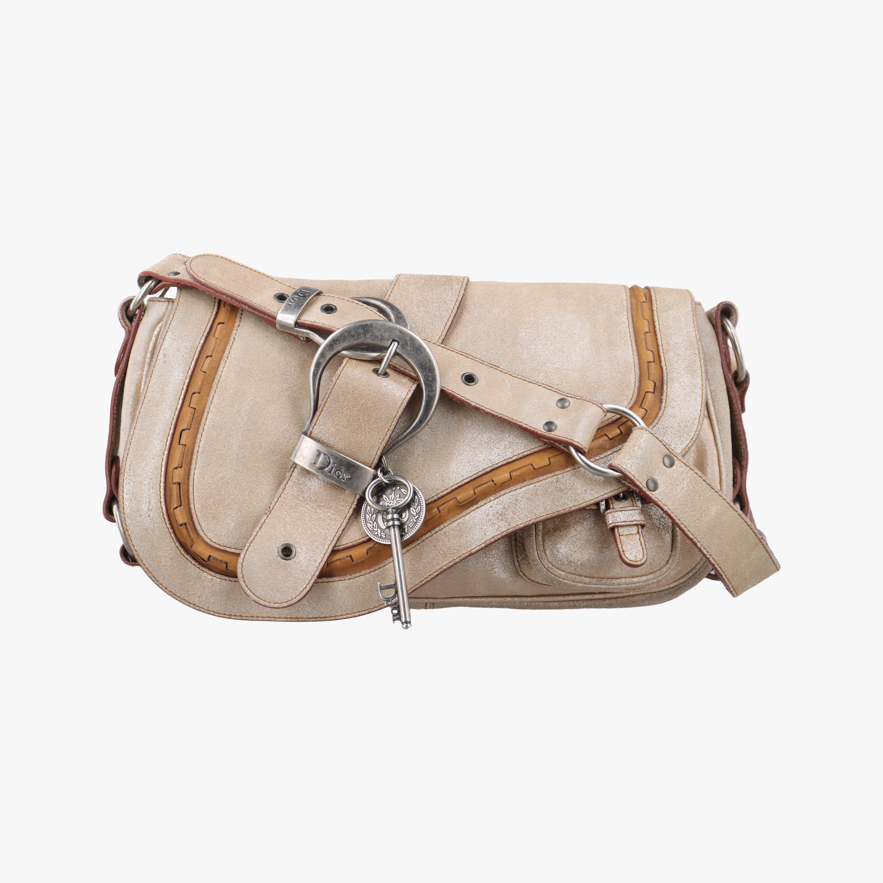 Pre-owned Christian Dior Gaucho Golden Leather  handbag | stylenewstar